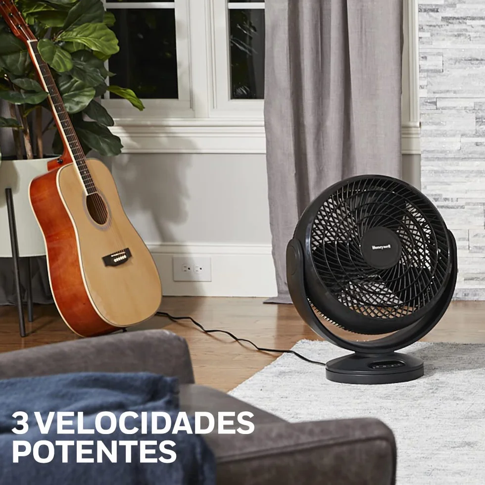 HONEYWELL HF715BE4 - Ventilador digital oscilante Turbo Force de (personal; pequeño; para el hogar o la oficina; con mando a distancia; comandos electrónicos con LED; 3 velocidades; giro de 90 grados)