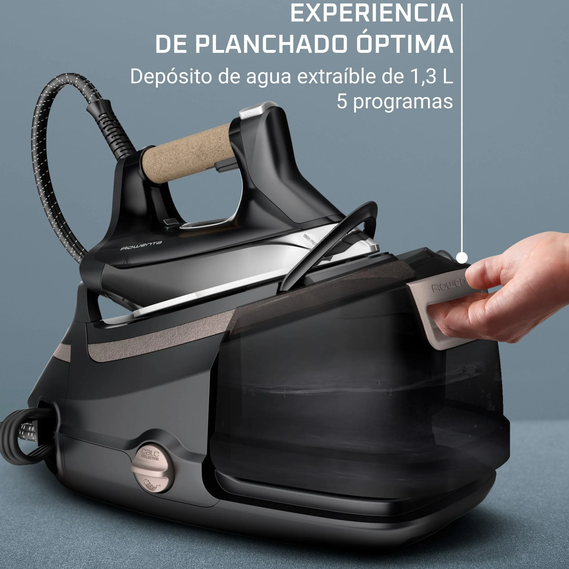 Rowenta Centro de Planchado Eco Steam Pro DG9661 – Potencia 2800 W, vapor 150 g/min, golpe 600 g/min, 8 bares, modo Eco, suela MicroSteam400 HD Láser, depósito extraíble 1,3 L (Reacondicionado)