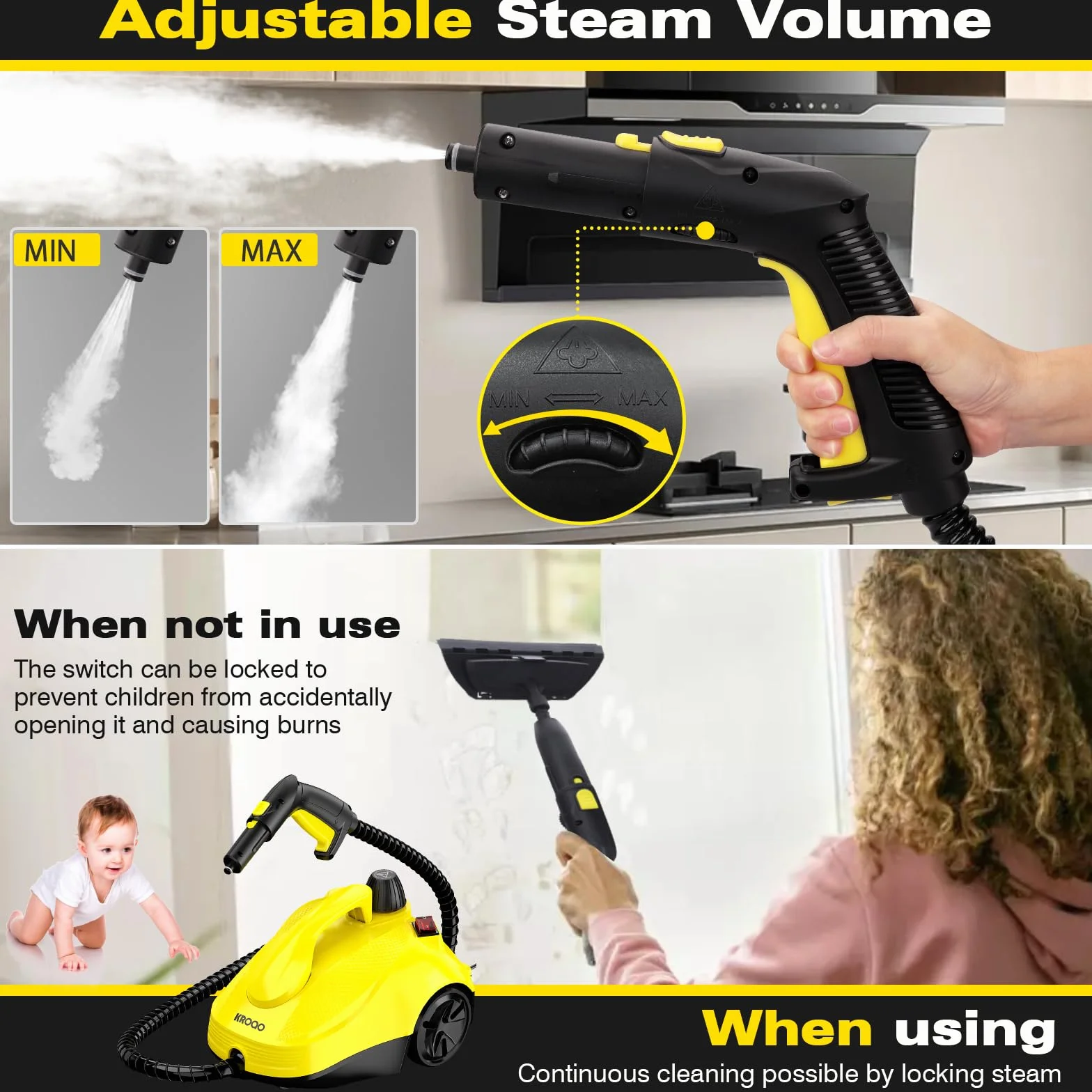 Limpiador de vapor multiusos para todo con 23 accesorios, elimina papel pintado, suelo, alfombra, sofá, tapicería, coche, azulejos, tapicería, baño, 1,5 L