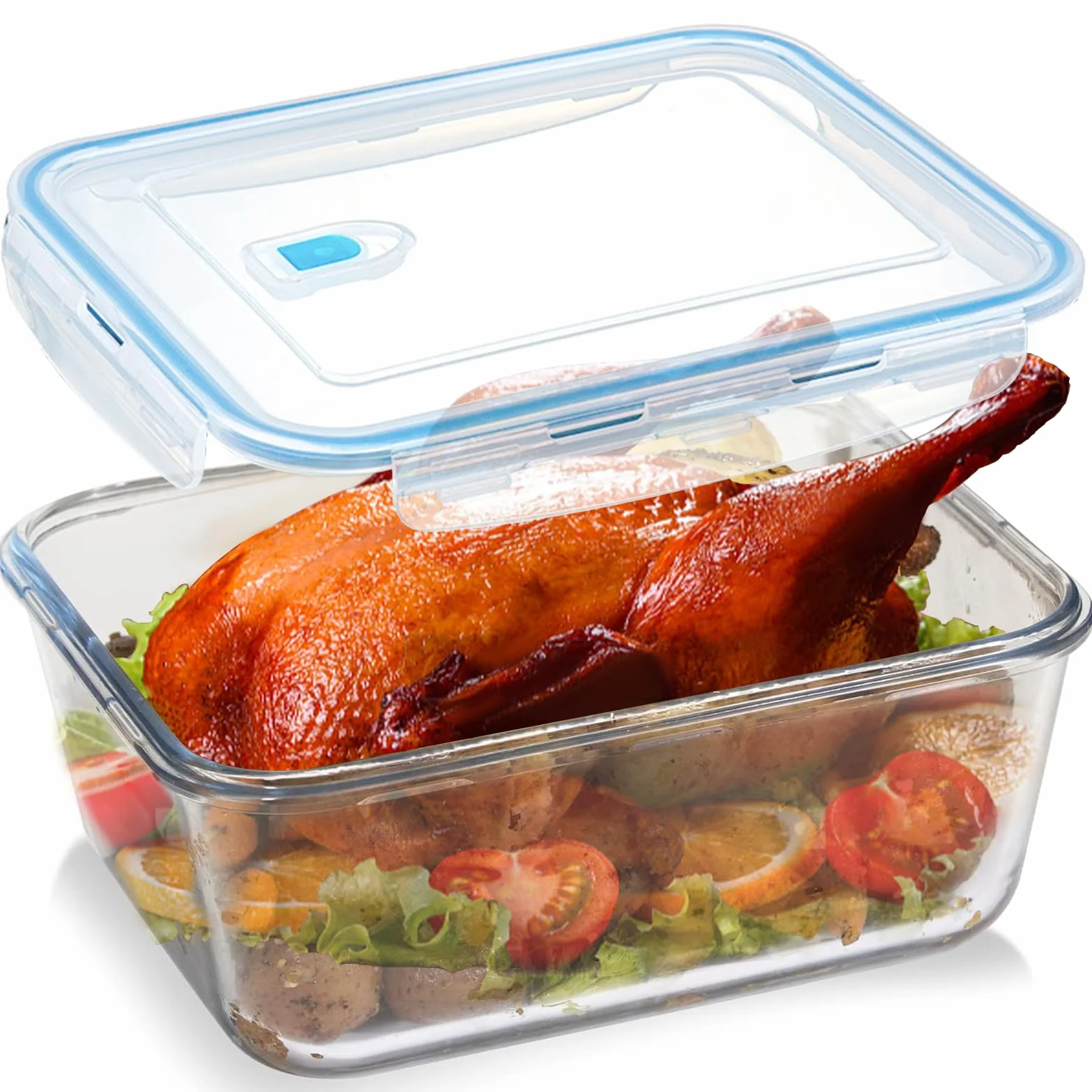 Recipientes grandes de vidrio para almacenamiento de alimentos de 3,175.1 g con tapas herméticas, tamaño familiar, extragrande, para hornear, con cerradura de marinado, cuencos de vidrio