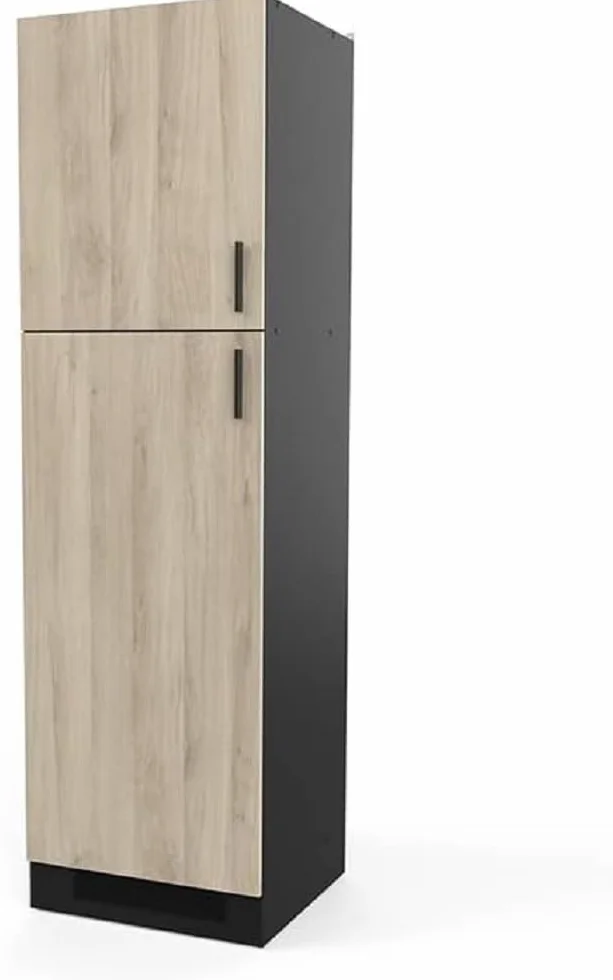 Demeyere DE104292 Columna Cocina, Madera de ingeniería, Roble Kronberg y Negro, 60 x 60 x 206,9 cm