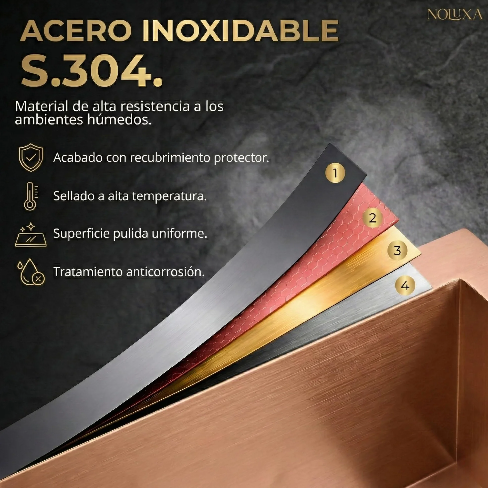 IMEX - Nicho de Ducha Empotrable con Luz LED 33x63cm Oro Rosa Cepillado | Hornacina Ducha con Dos Estantes de Acero Inoxidable S.304 | Hornacina Baño Empotrada a Pared de 10cm de Profundidad