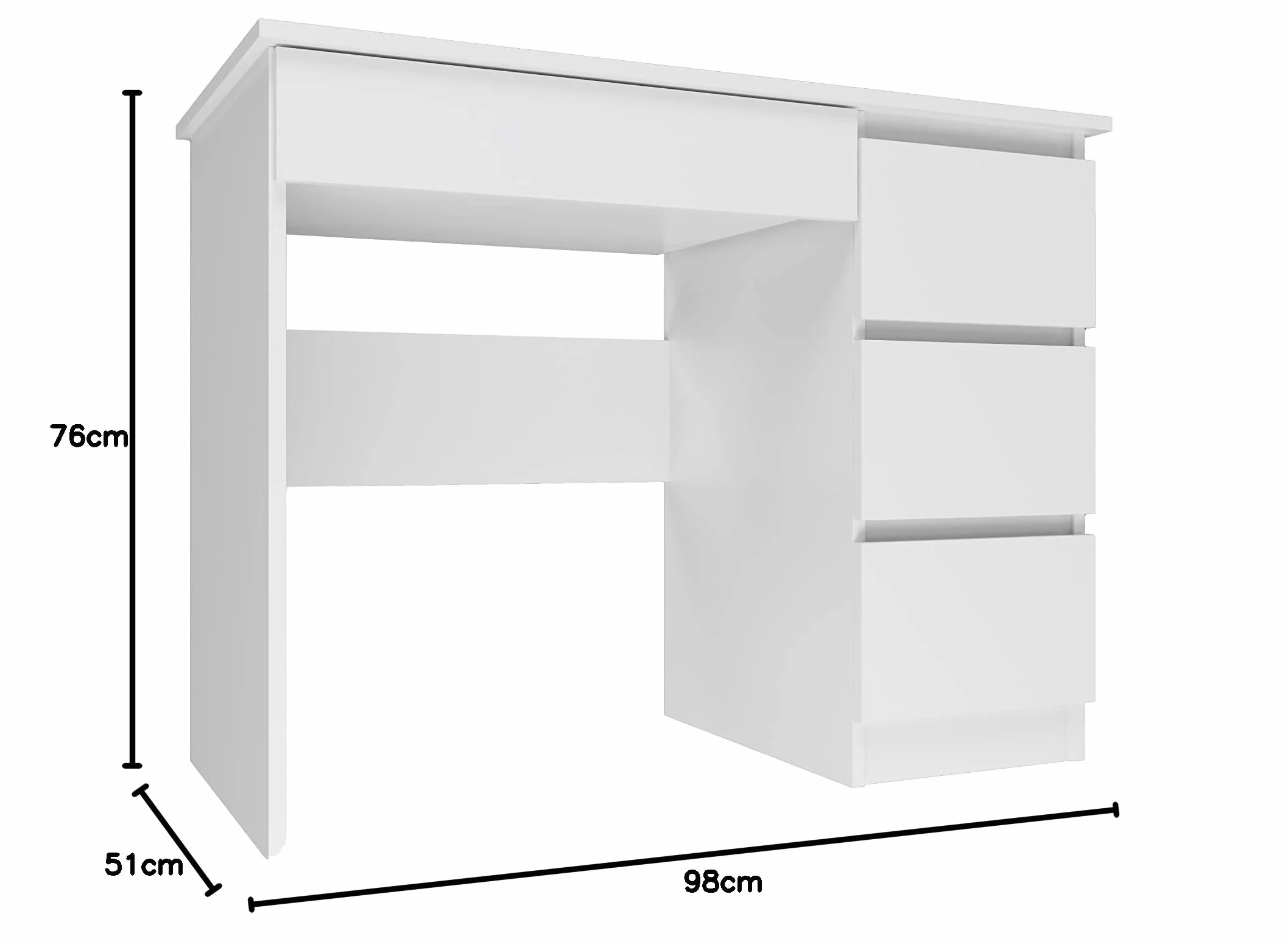 CDF Escritorio 4 Cajones Mesa de Ordenador Oficina Casa Despacho Decoración Diseño Versátil Estudio para Computadora Laptop Portátil Gaming Documentos para Trabajo Juvenil Adulto – Blanco Mate