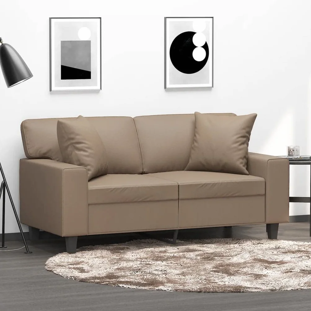 Cojín decorativo 2 unidades, color marrón capuchino, 40 x 40 cm, piel sintética, cojín de sofá con relleno de algodón PP, cojín decorativo para salón, dormitorio, sofá