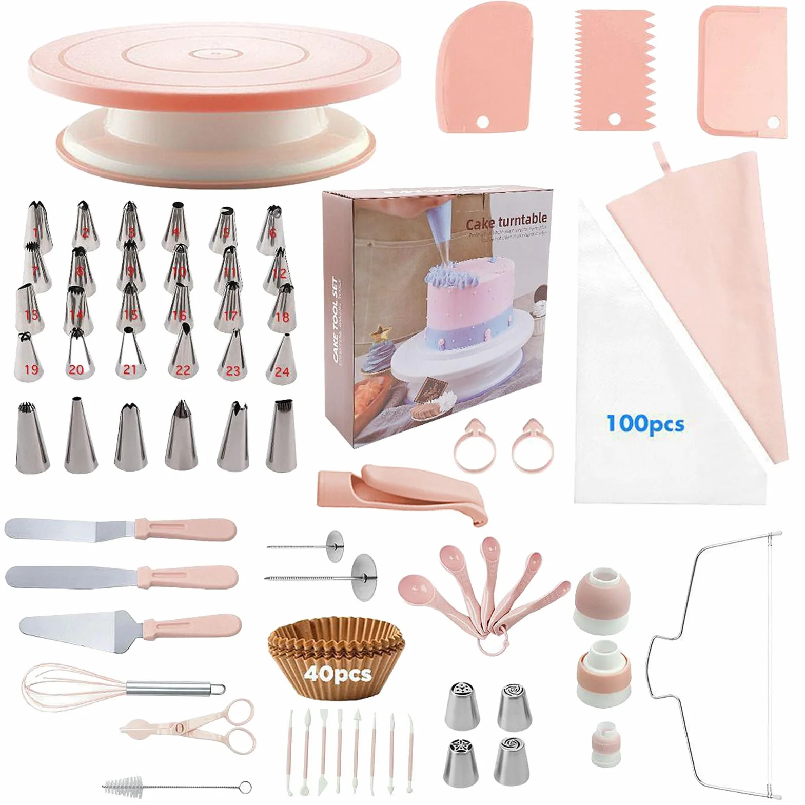 Juego De Decoración De Pastel | Muffin Herramientas Para Hornear - Juego De Herramientas De Decoración De Pasteles,para Pasteleros Principiantes y Avanzados Padres Aficionados Cumpleaños