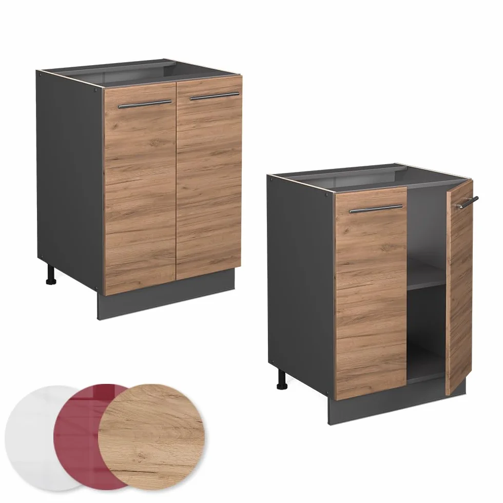 Vicco Mueble bajo de Cocina Fame-Line, Roble Dorado, 60 cm sin encimera, para Combinar con Otros módulos de la Serie Fame-Line