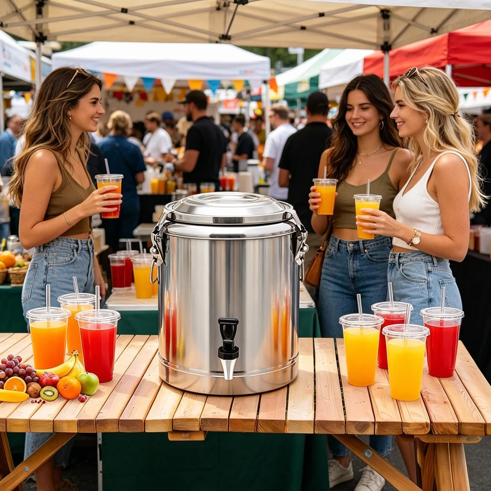 Dispensador De Bebidas Acero Inoxidable Aislado Grande | Dispensador Grande de Bebidas Frías y Calientes Para Café Té Limonada Caliente Y Frío Hogar Picnic