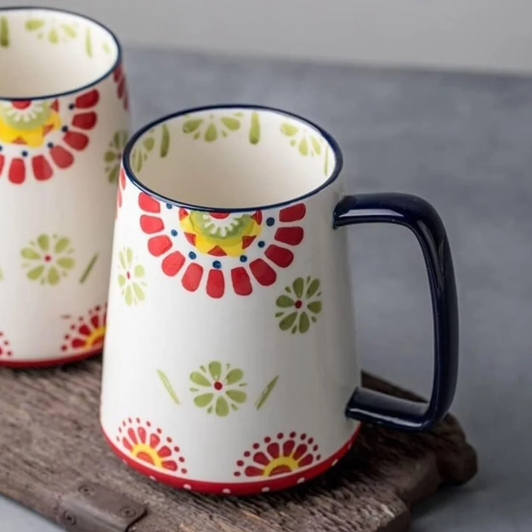 Tazas de Té Tazas Desayuno Tazas Taza Dibujada A Mano Hogar Cerámica Super Capacidad Taza para Beber Desayuno Taza De Leche Regalo para Amigos Tazas Tazas de Cafe