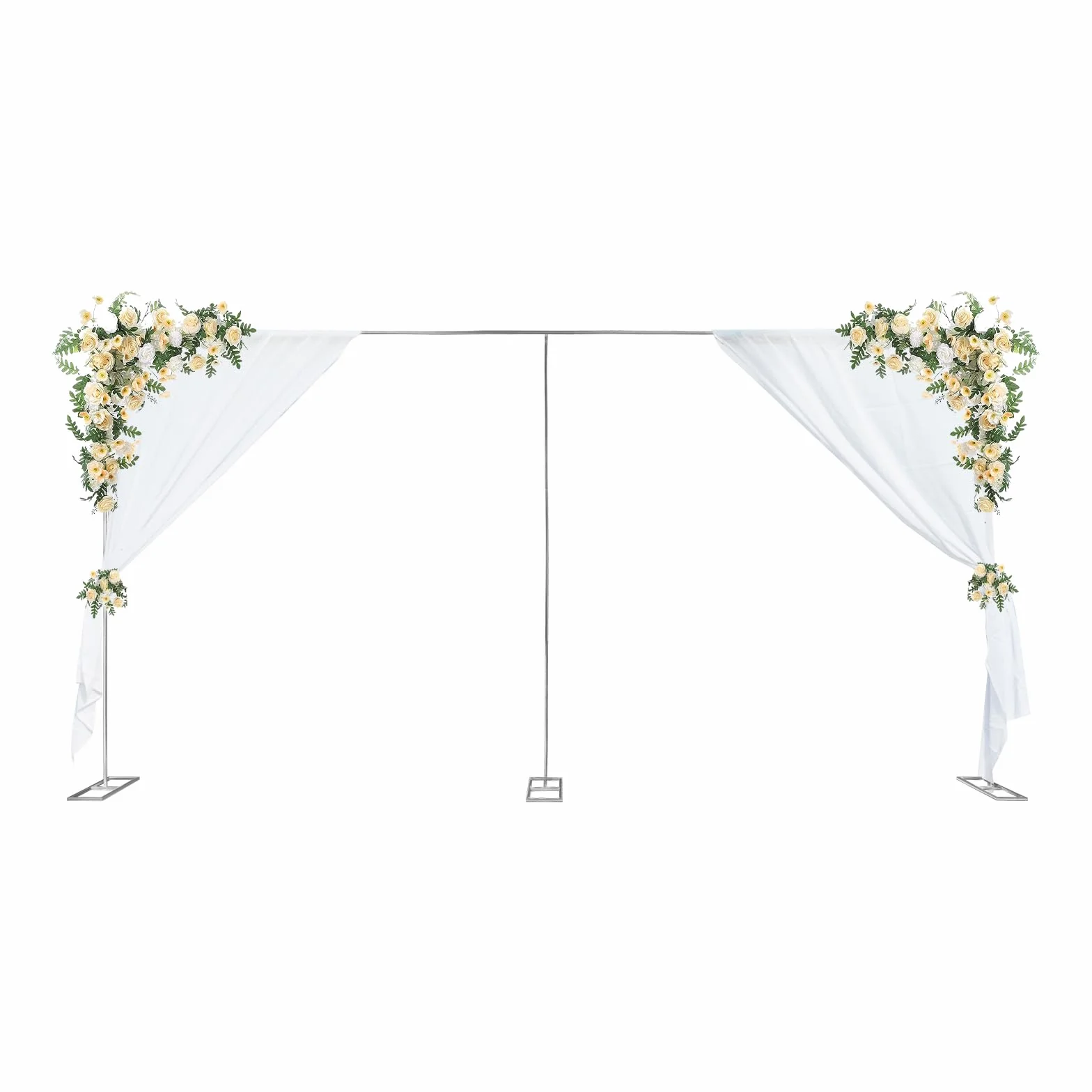 Arco de boda rectangular, 3 x 6 m, arco de boda, ajustable, 1-3 m de altura y 2-6 m, soporte de arco de metal para bodas, jardín, fiesta, estudio fotográfico