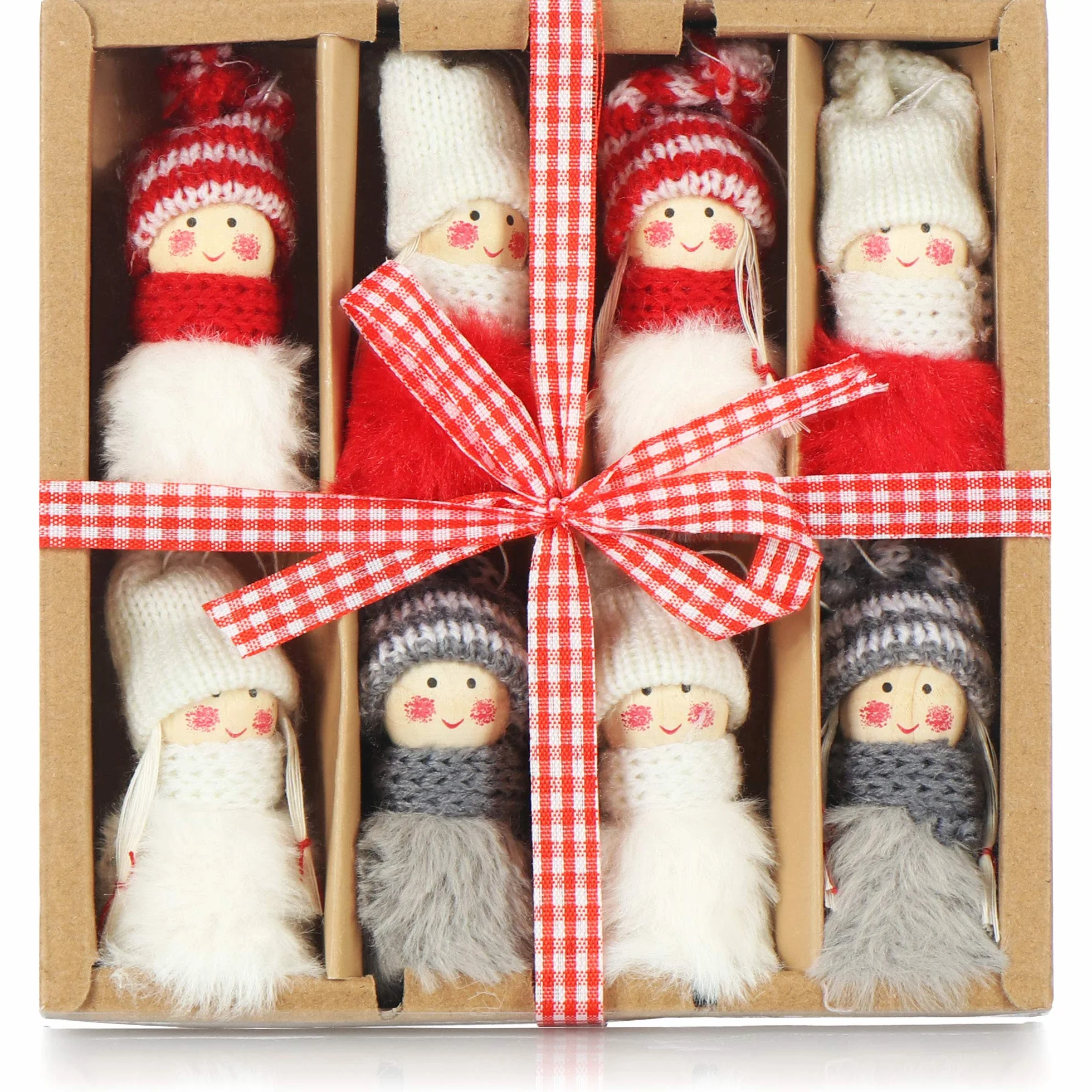 COM-FOUR® 6X Colgantes de árbol de Navidad Premium Ángeles - Decoraciones Navidad Troles Escandinavos Hadas Papá Noel