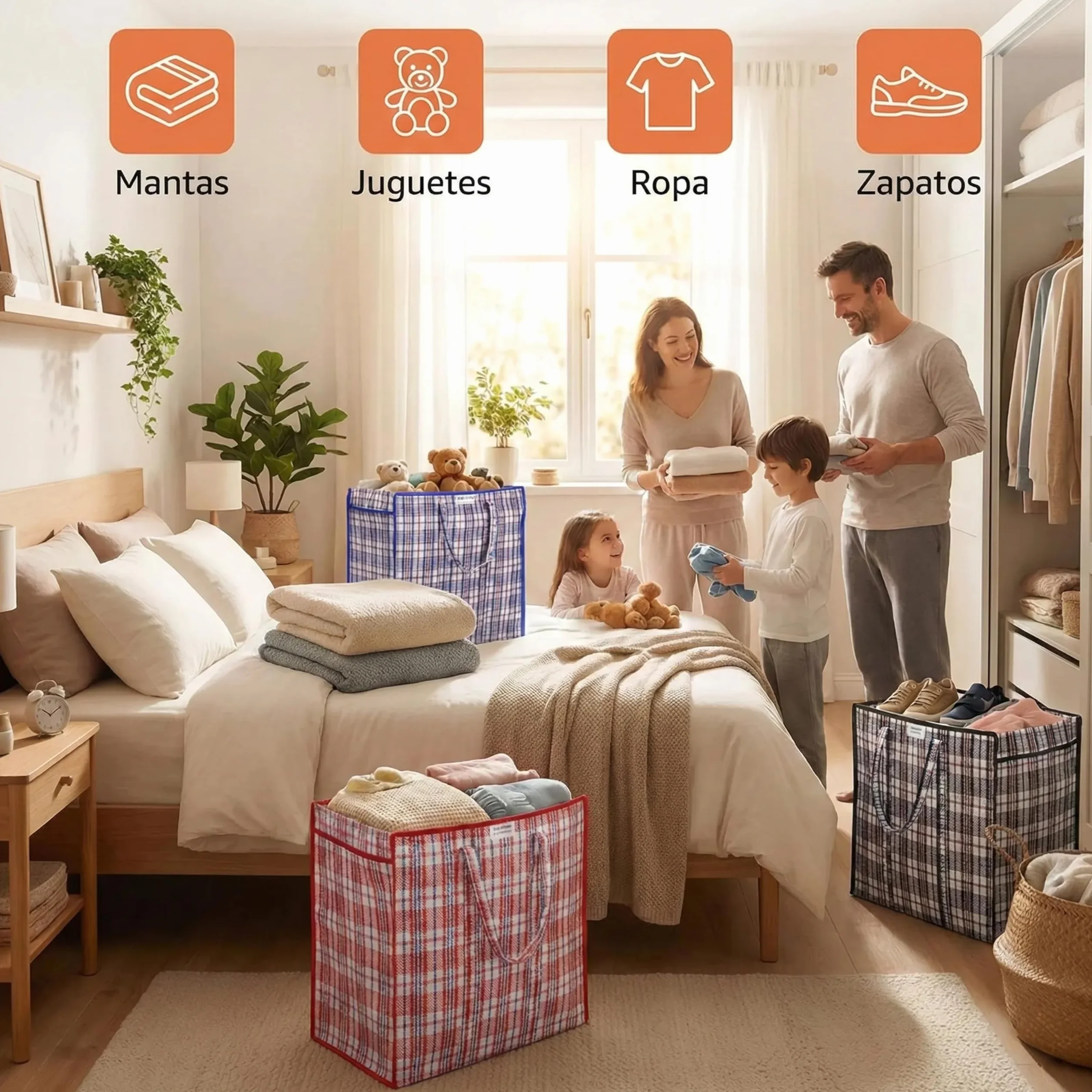 Josephine Osthoff bolsas almacenaje ropa 75L 20kg pack de 6 resistentes al agua