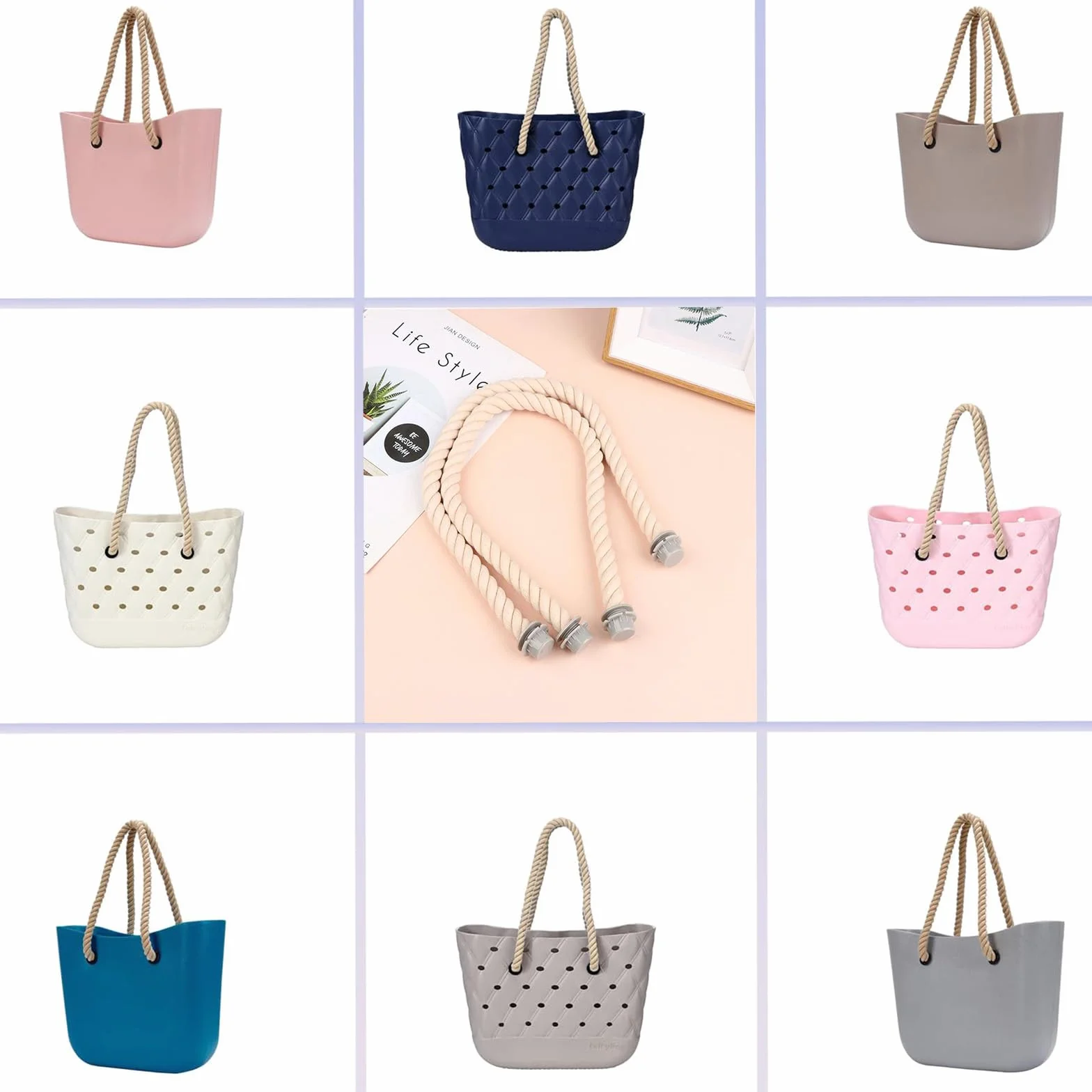 Asas para Bolsos Trenzado Cuerda, 2 Piezas Reemplazo para Bolsa de Playa, Accesorios de Obag