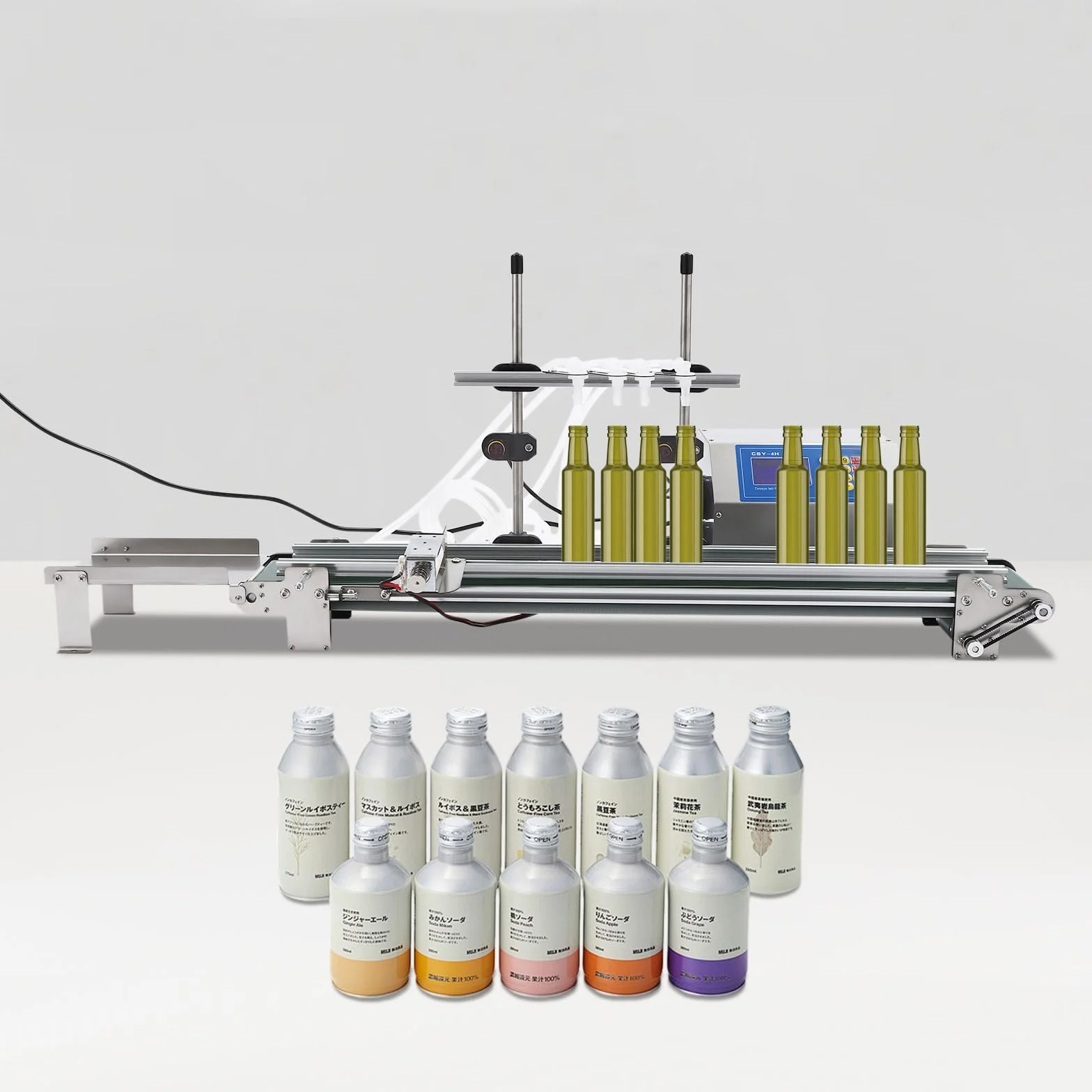 Máquina de llenado con cinta transportadora máquina de llenado automática para líquidos Bomba de membrana 10-500ml boquillas de llenado ajustables para botellas 20-90 mm adecuado para bebidas vinos