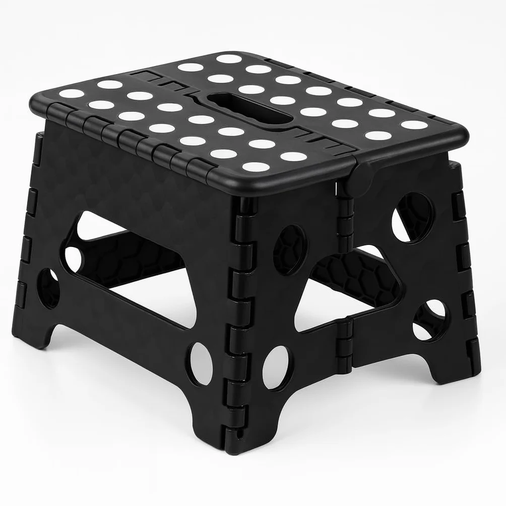 Taburete plegable 22 cm antideslizante negro para baño infantil camping picnic hogar
