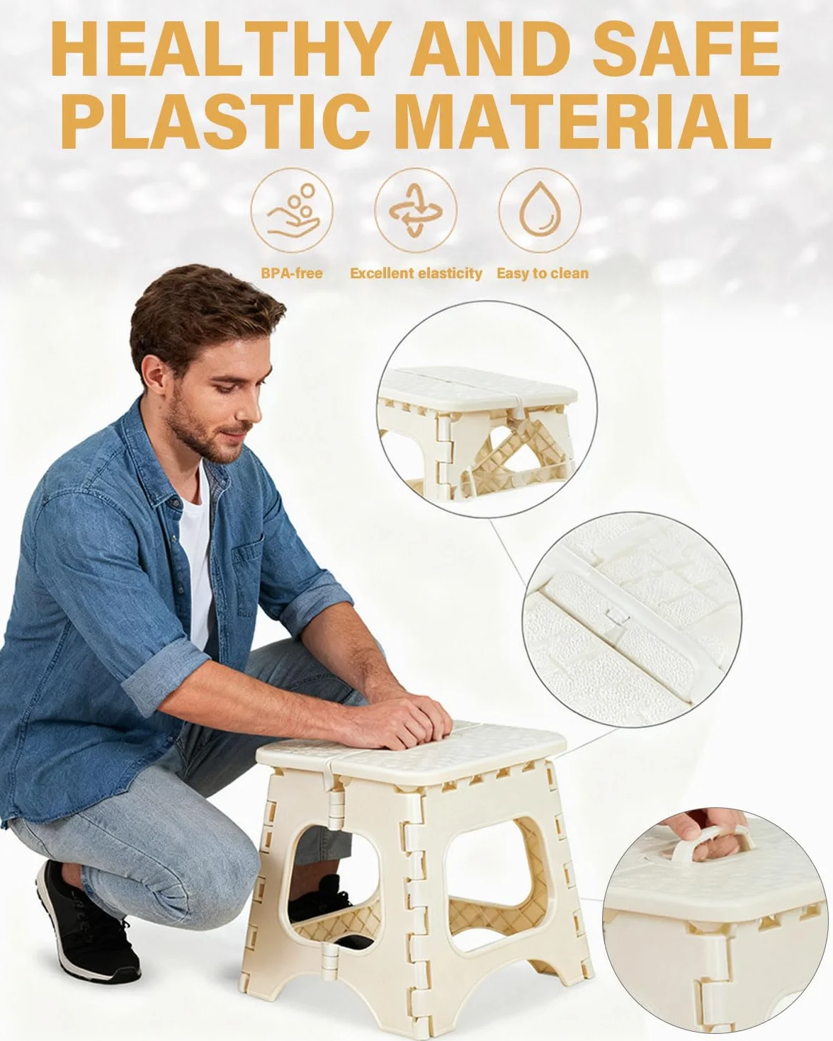 Taburete Plegable Antideslizante para Baño Cocina Autocaravana Escalón Infantil Niño