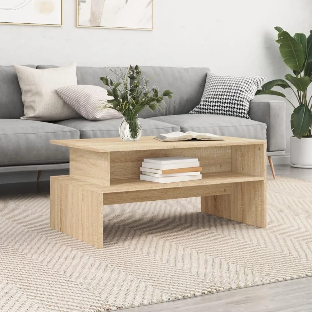 Sonoma - Mesa de centro de roble (90 x 55 x 42,5 cm, material de madera, robusta mesa de salón con espacio de almacenamiento, elegante mesa auxiliar para bebidas y aperitivos)
