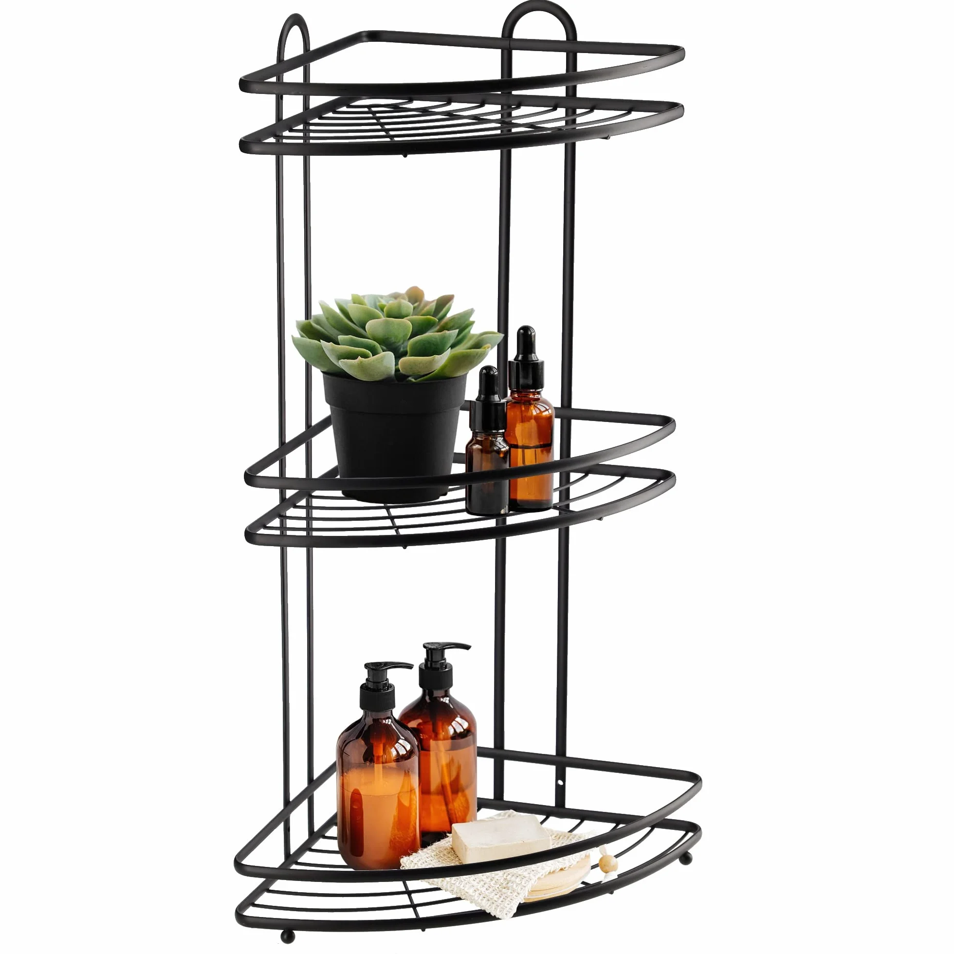 KADAX Estantería de esquina, estante de pared de acero recubierto de polvo, estante de esquina para baño, cesta de ducha, estante de ducha, soporte de pared para estantería de ducha