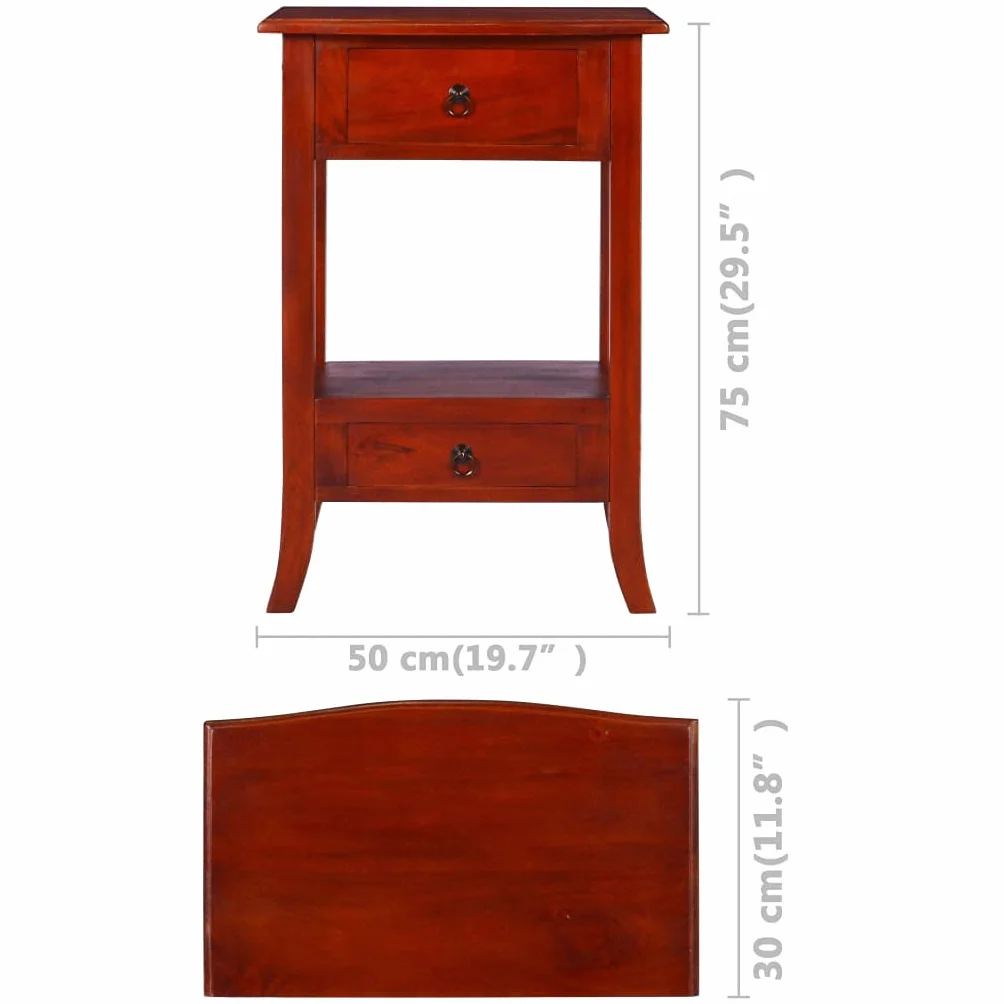 vidaXL Mesa consola clásica, para decoración de salón, mesa auxiliar, mueble móvil, mesita de noche, color marrón, madera maciza de caoba