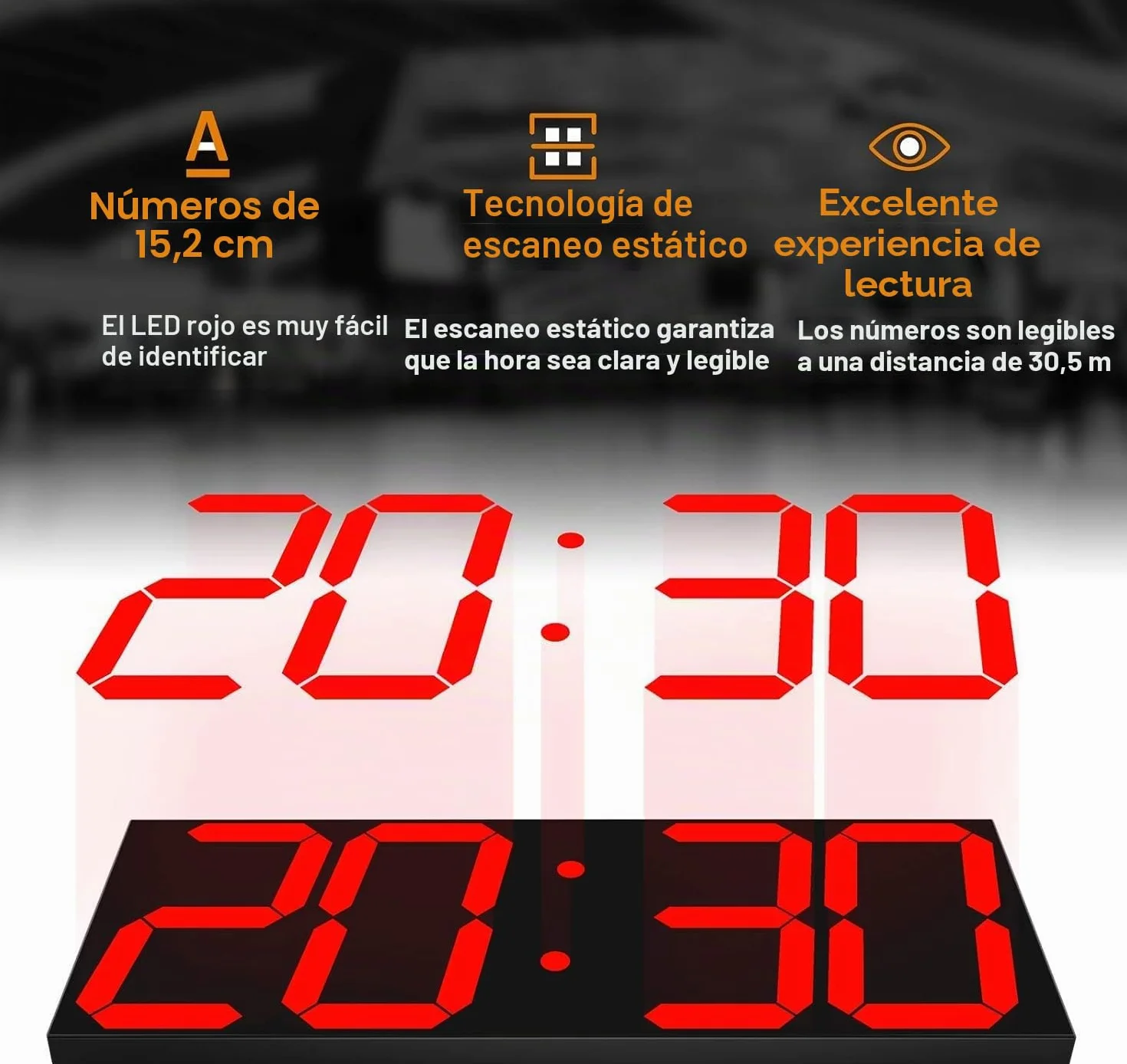 CHKOSDA Reloj LED digital de pared grande con pantalla LED de 18 pulgadas, cuenta atrás con 8 niveles de brillo ajustables, indicador de 12/24 horas, indicador de temperatura y calendario (rojo)