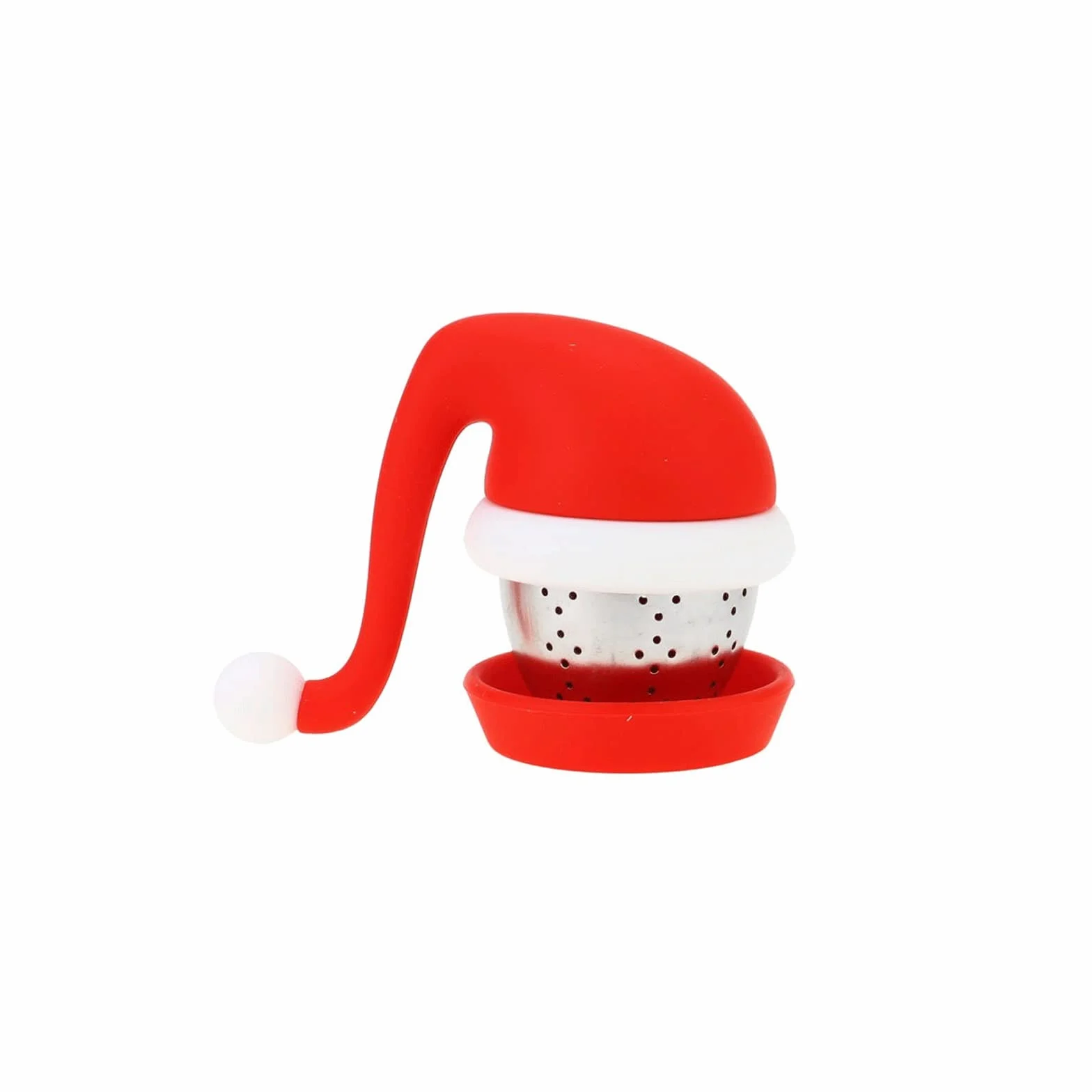 Colador de té de silicona con diseño de Papá Noel, filtro suelto de especias de hierbas, teteras, juego de té de Navidad, accesorios