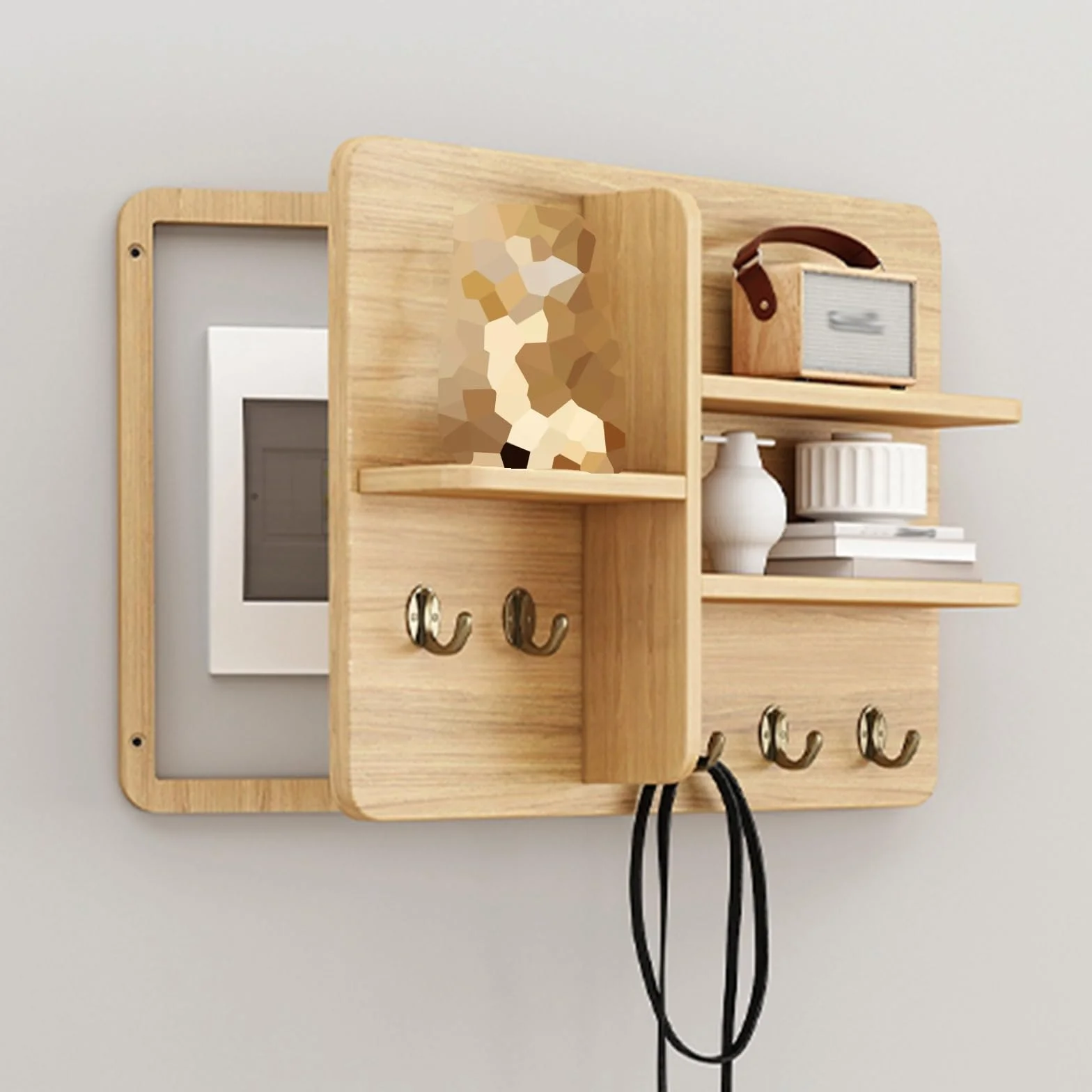 Tapa Contador Cubierta Decorativa Para Panel Eléctrico, Cuadro Decorativo Para Medidor Eléctrico Con Bisagras, Estante Almacenamiento De Madera Para Colgar En La Pared, Tapa Abatible(Style 3,40x30 cm(