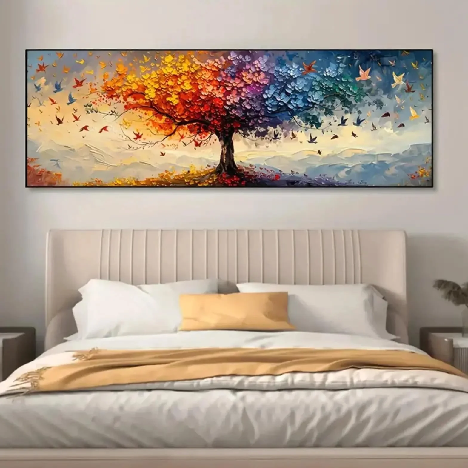 YUSUZHU Impresión artística en lienzo y póster de gran tamaño con árbol de la vida, imágenes geométricas, decoración clásica de pared para cocina, para sala de estar, 30 x 90 cm, con marco