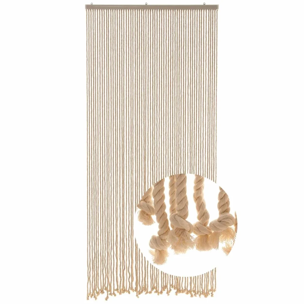 HAB & GUT -DV0122- Cortina de puerta MARE con 60 cuerdas gruesas 100/220 cm cortina de cuerda Mosquitera beige balcón terraza Boho