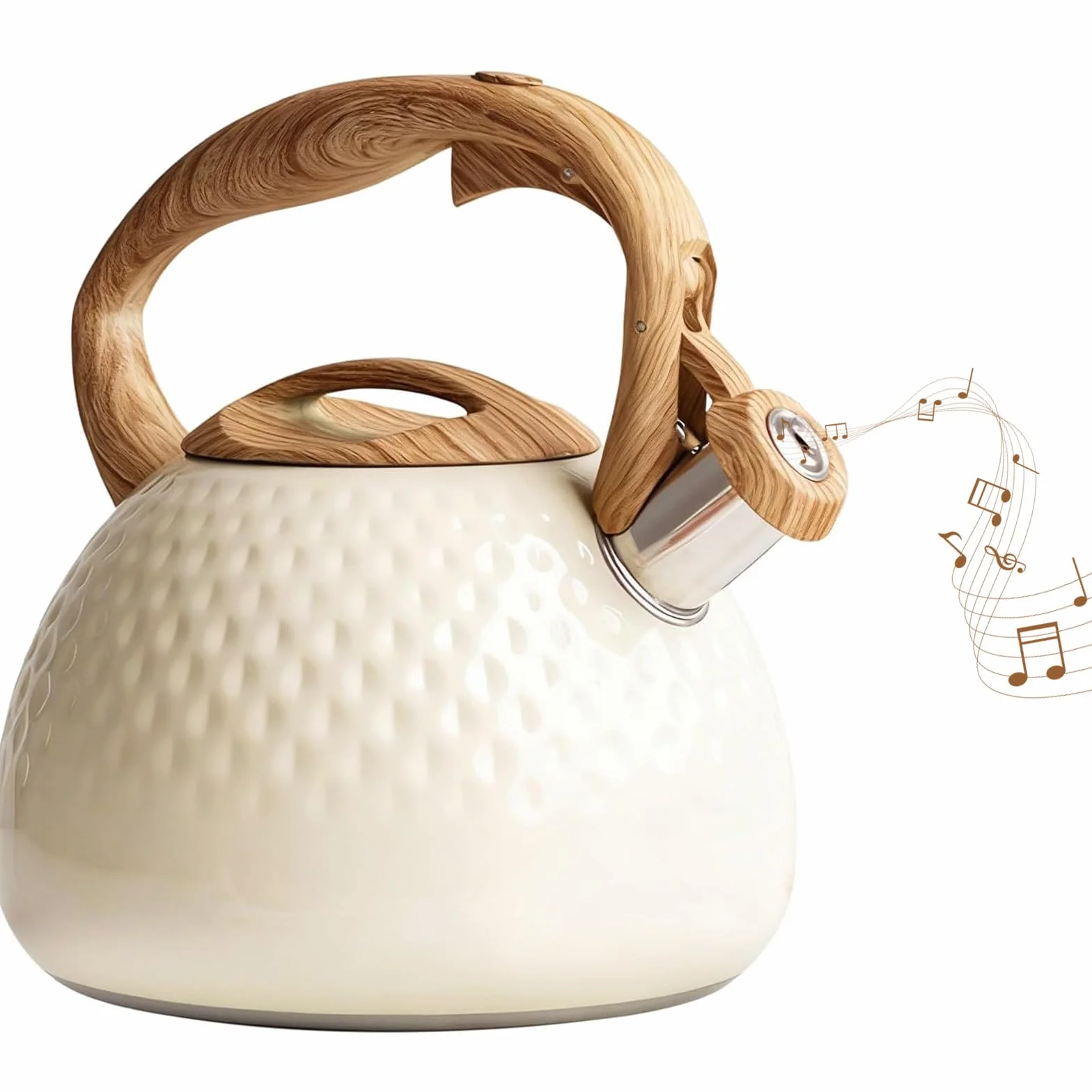 Tetera de acero inoxidable de 3 litros con silbato fuerte con asa