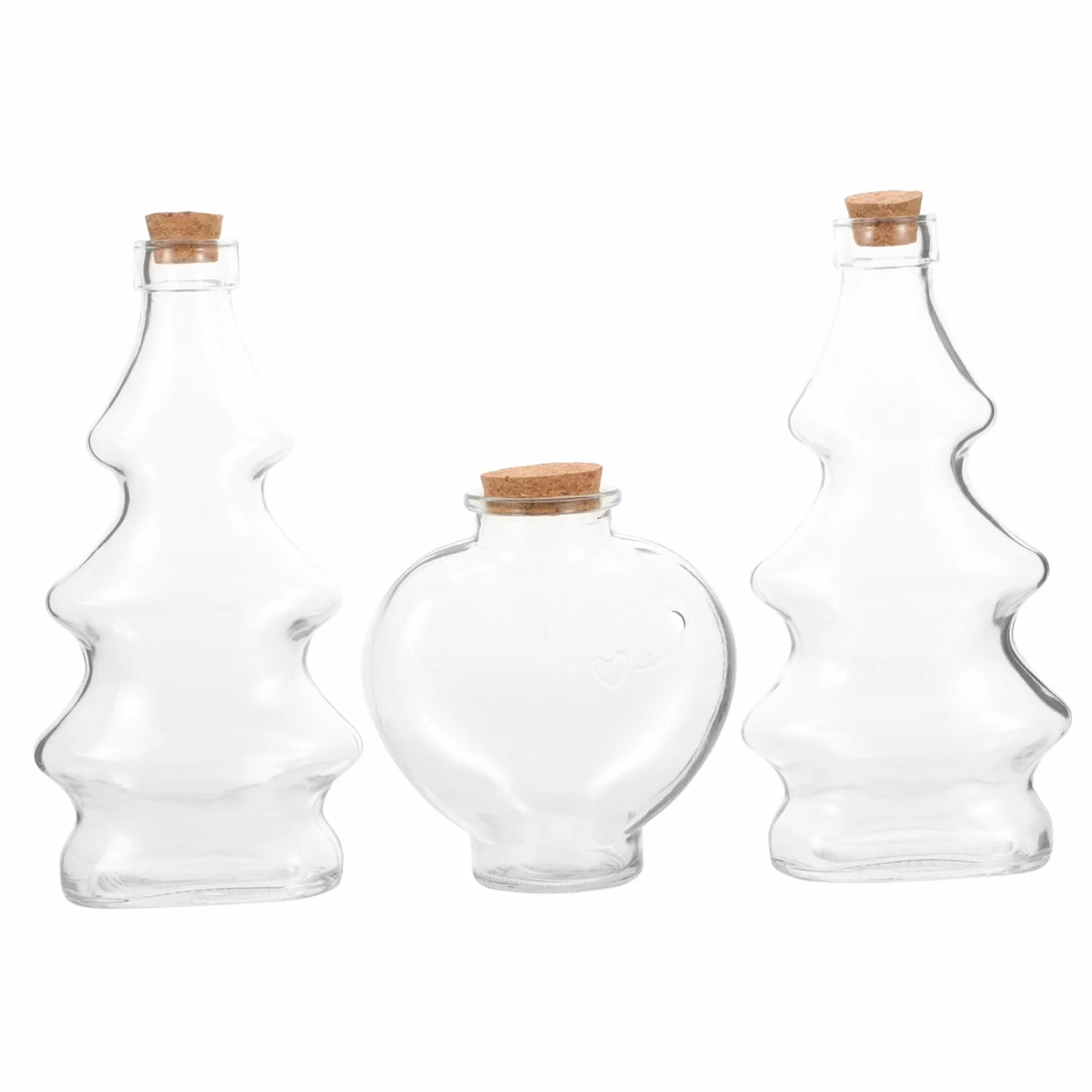Cabilock Botellas Decorativas Formas de Árbol y Corazón Conjunto de 3 de Vidrio y Multifuncionales Ligeras para Ceremonia de Arena en Bodas para Decoración DIY
