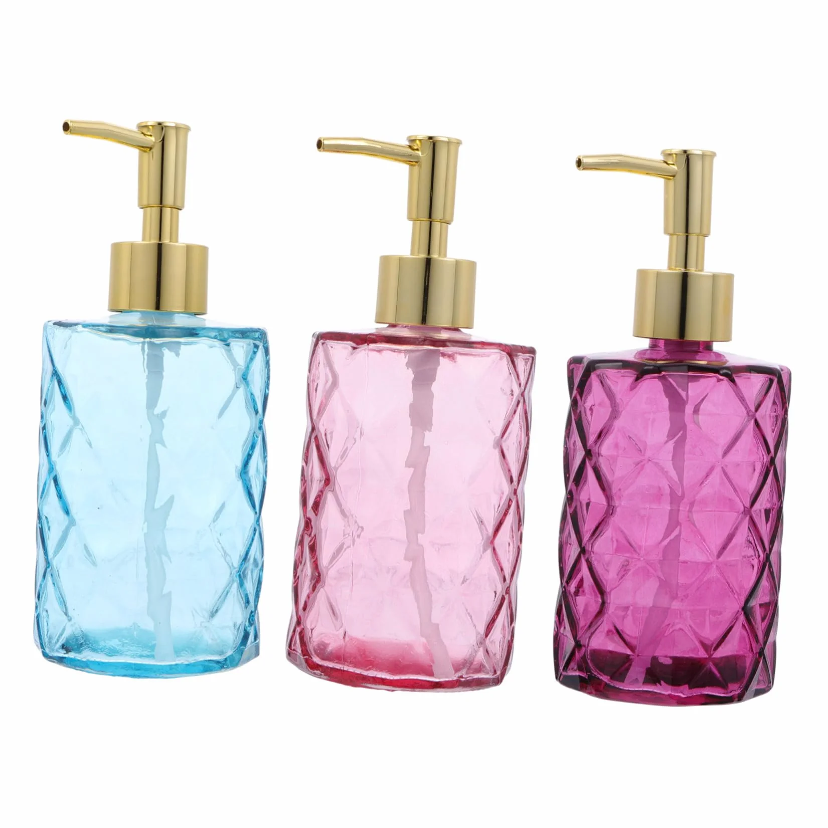 3piezas Botellas De Vidrio con Pulsador Botella Dispensadora De Gel De Ducha Vacía para Baño Sala De Estar