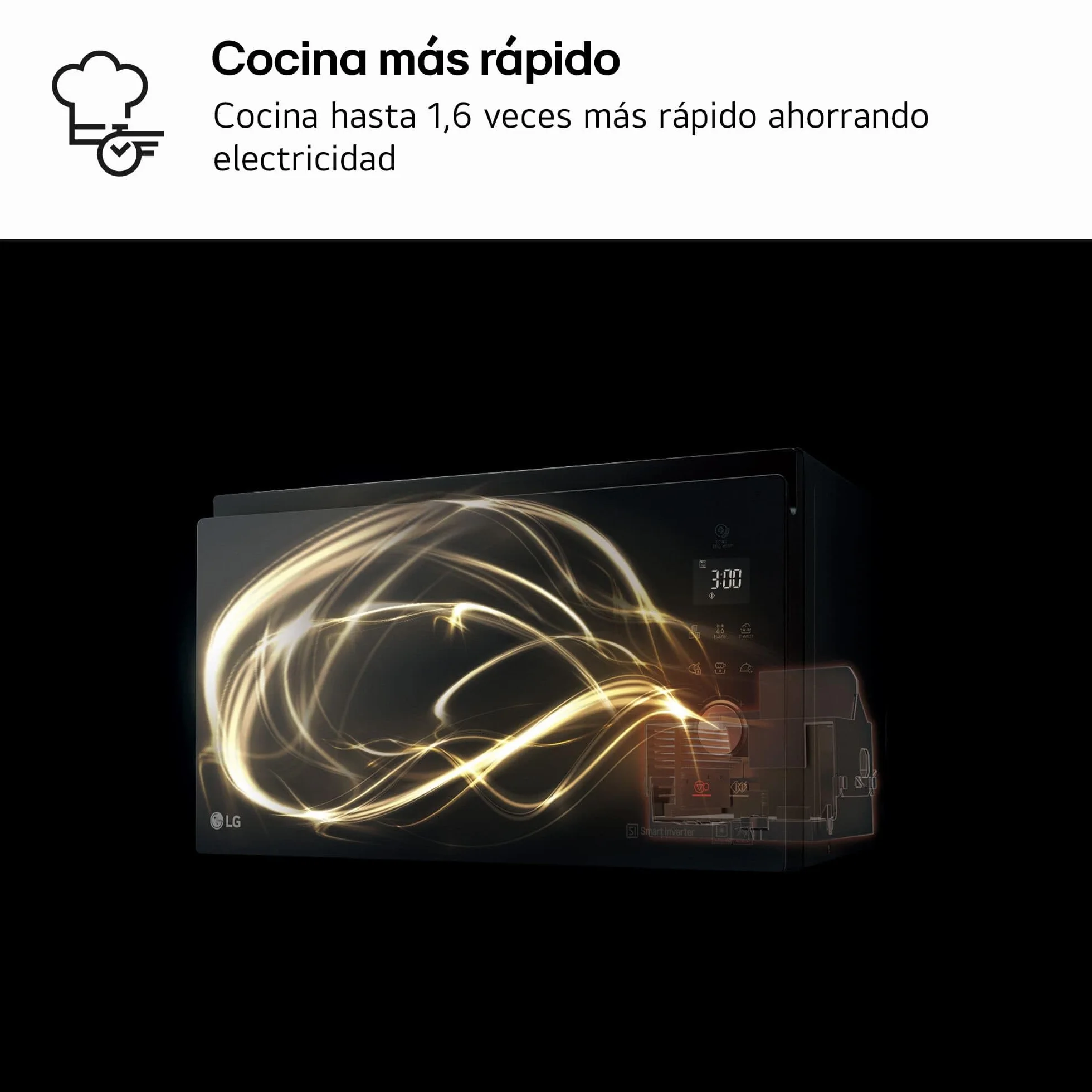 LG Horno Microondas 4 en 1 39L 1100W Smart Inverter Negro