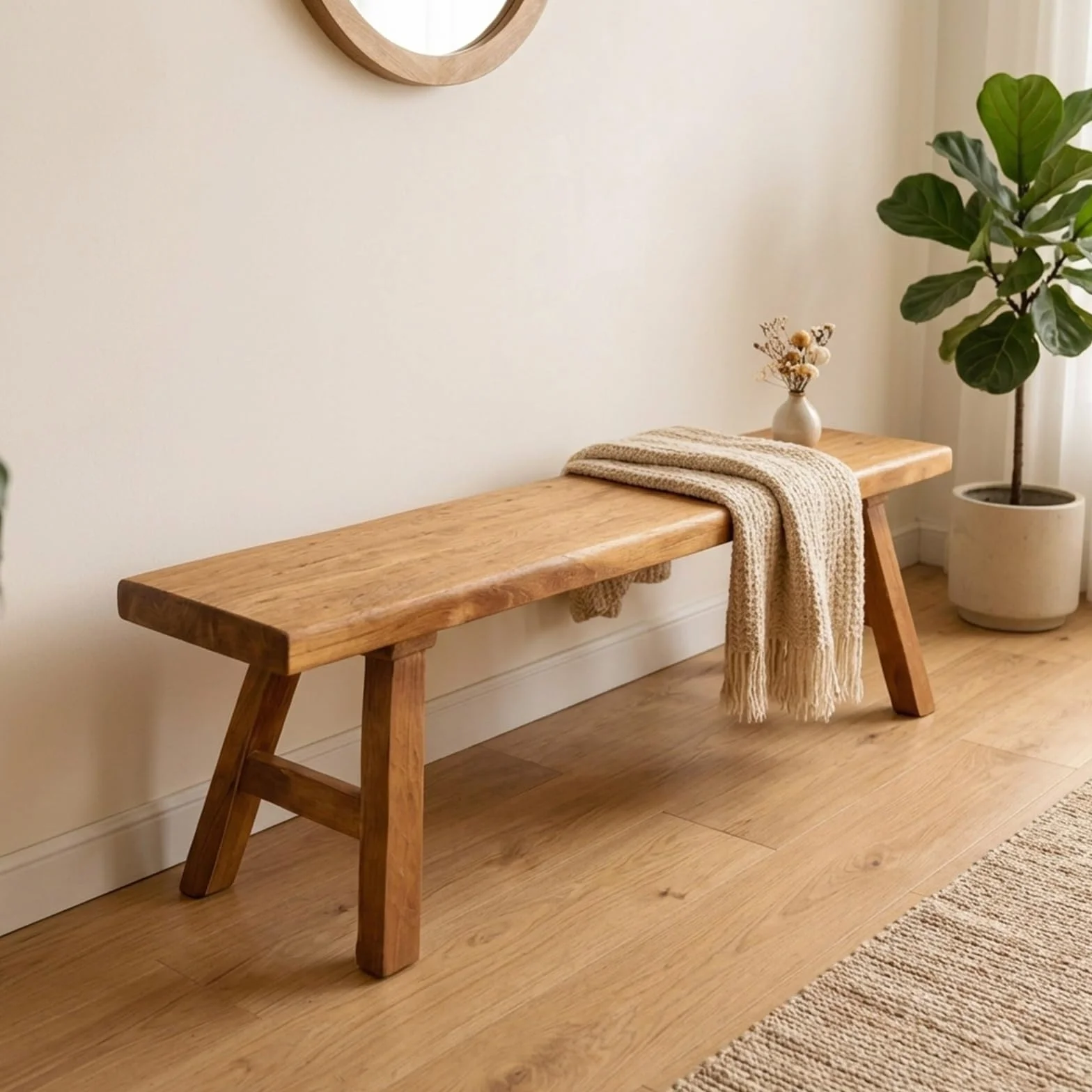 Banco de entrada de cocina de madera natural asiática, Banco de comedor de madera para entrada de estilo rústico, fácil de montar para dormitorio, mesa de comedor, sala de estar, pasillo(120*25*45cm)