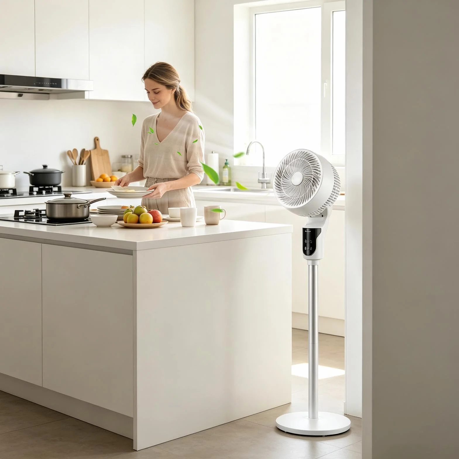 Genérico Ventilador Torre Para Habitación Altura Ajustable Ventilador | Circulador De Aire Silencioso Con Mando A Distancia Para Escritorio Cocina Dormitorio Suelo Habitación Hogar