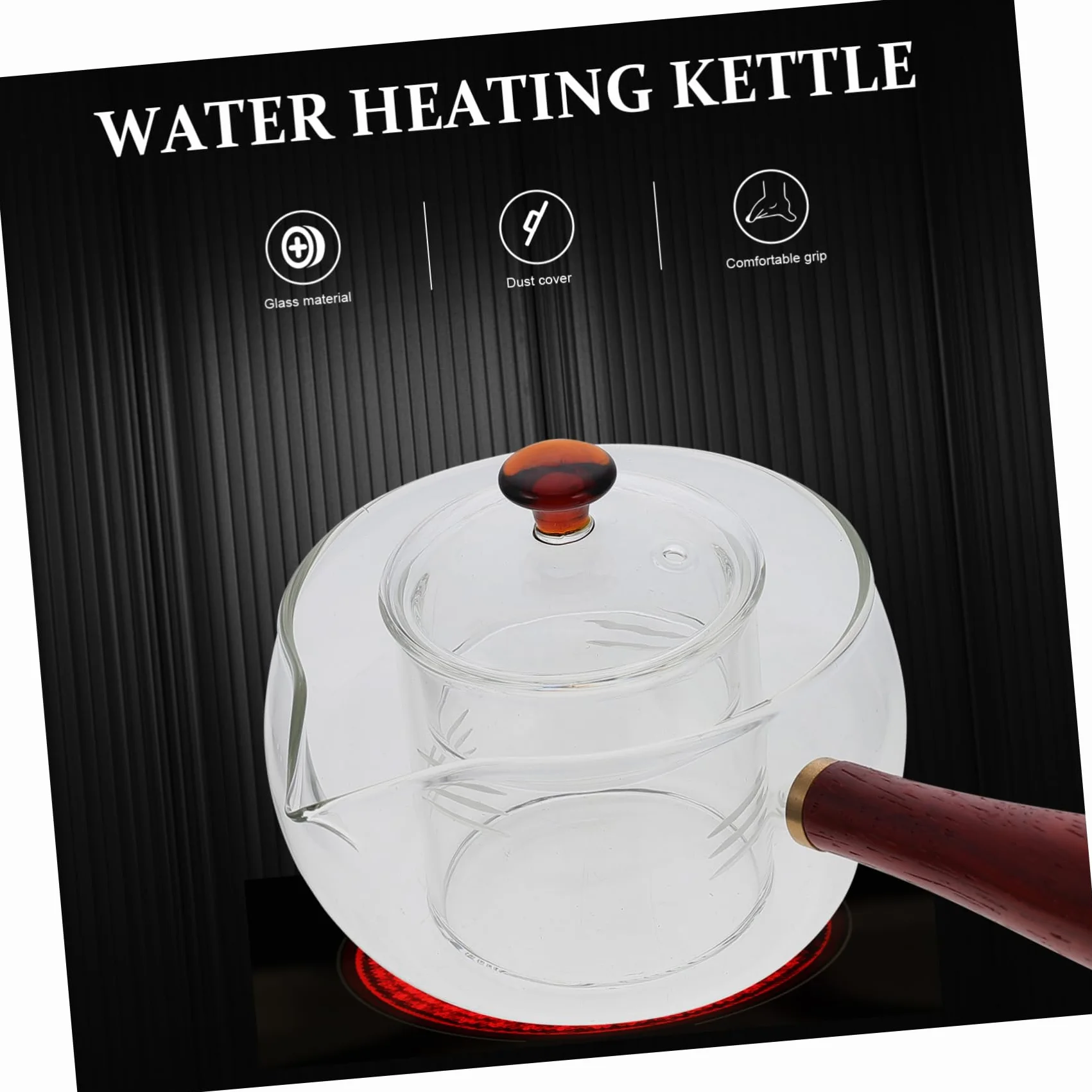 Tetera de Vidrio Mango de Madera, 300ml, Resistente al Calor y Gruesa, Adecuado para Casa y Tetería, para Preparar Té