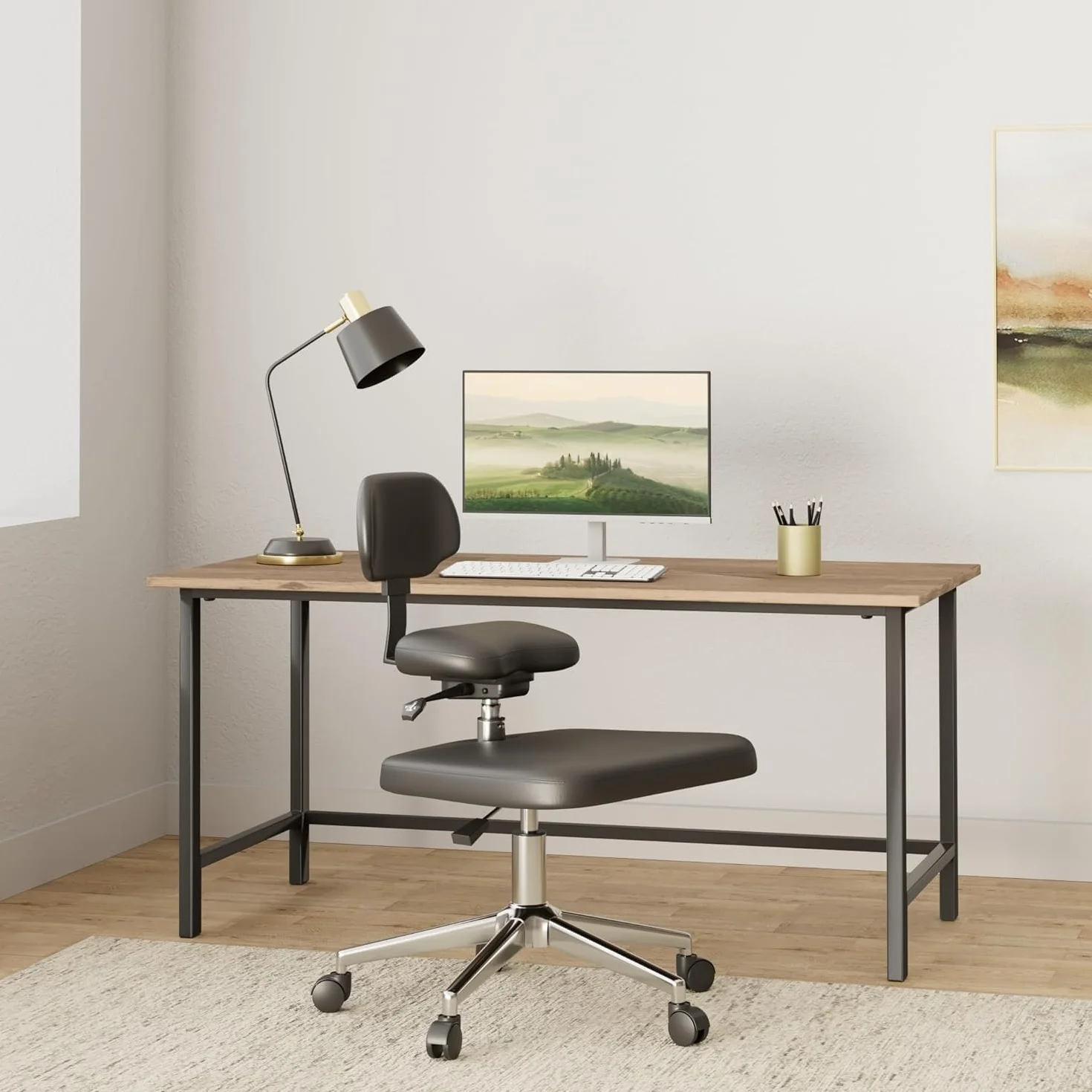 Silla de meditación para oficina o hogar, silla de rodilla con soporte lumbar y ángulo de inclinación ajustable, silla de yoga ADHD para adultos (negro)