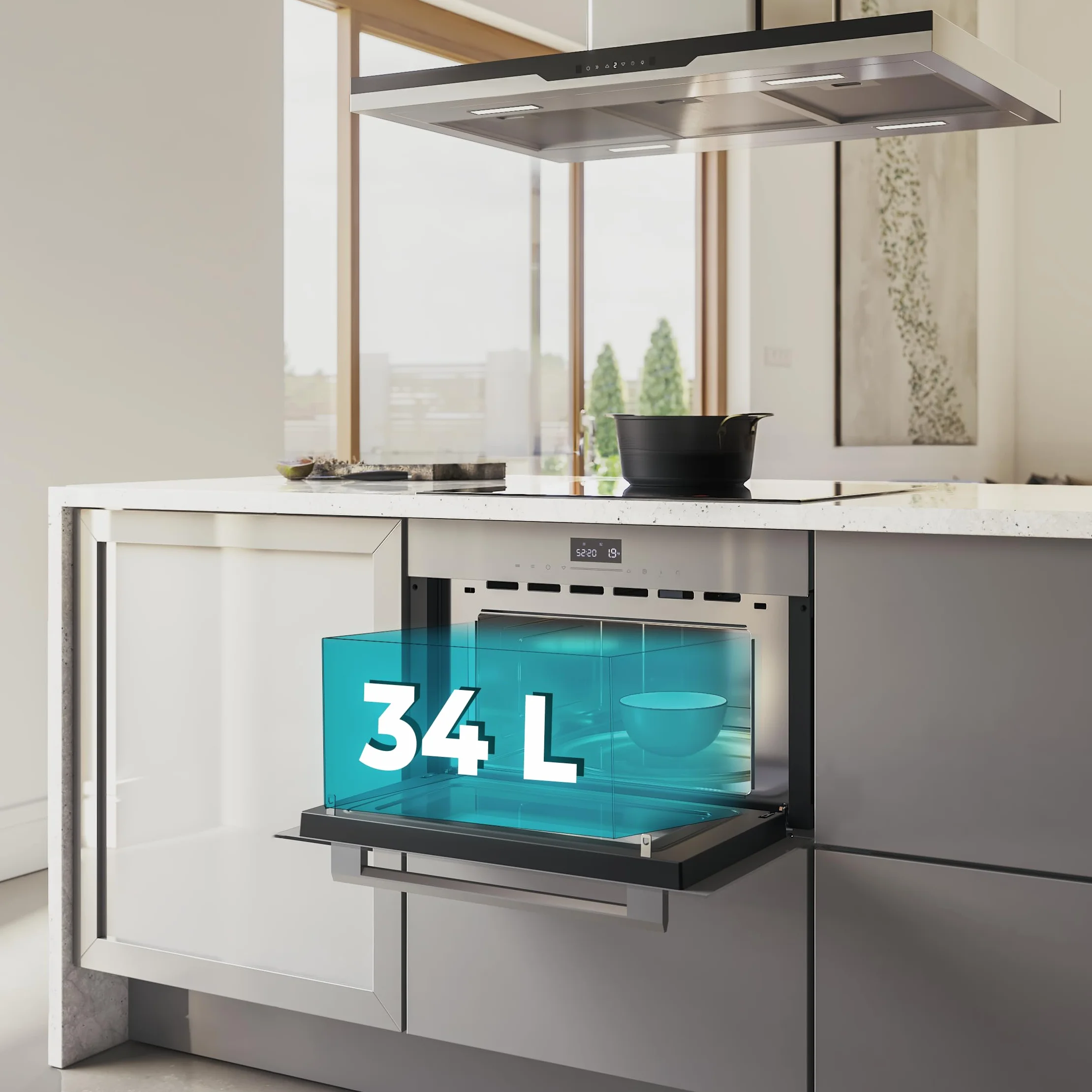 Cecotec Microondas Integrable 60cm Bolero Hexa MW703800 1450W 34L Grill Defrost Auto Menú Speed Cooking