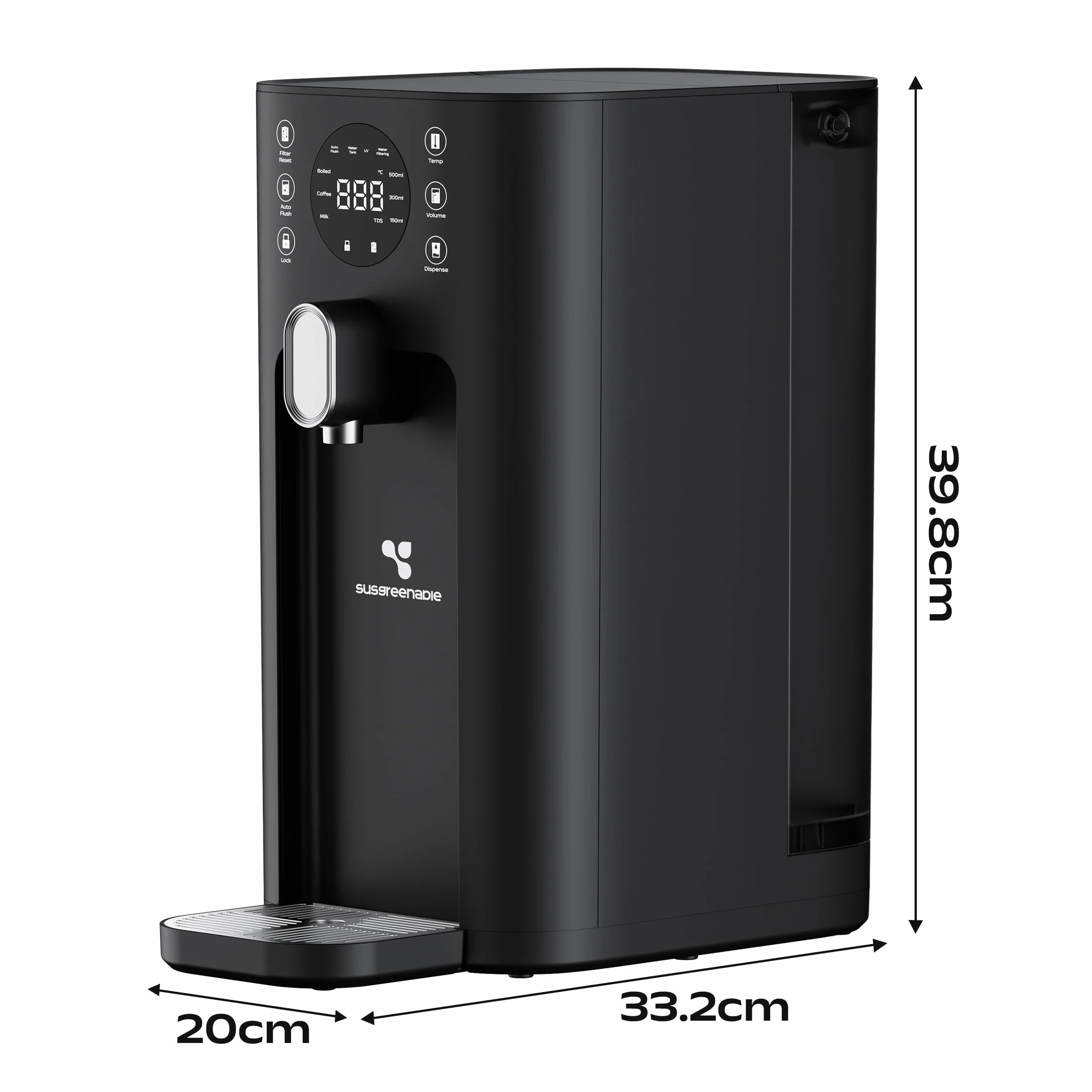 CIARRA X SusGreenable Purificador de Agua por Ósmosis Inversa de Sobremesa, Agua Caliente Instantánea 3s, 4 Temperaturas, Filtro RO 5 Etapas, Depósito 4.3L, Pantalla TDS, Sin Instalación