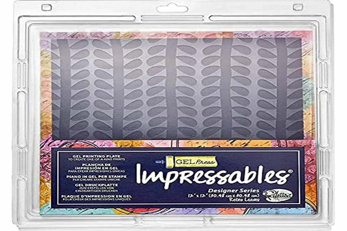 Placa en Relieve Gel Press Retro Leaves para Crear Patrones e Impresiones Artesanales únicas