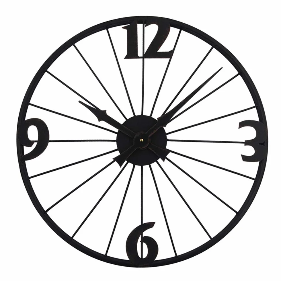 Reloj De Pared Reloj de Pared de Estilo Industrial de 50 cm, diseño de Ruedas de Bicicleta Decorativo Reloj silencioso para la Oficina de la Sala de Estar y decoración para el hogar Regalo