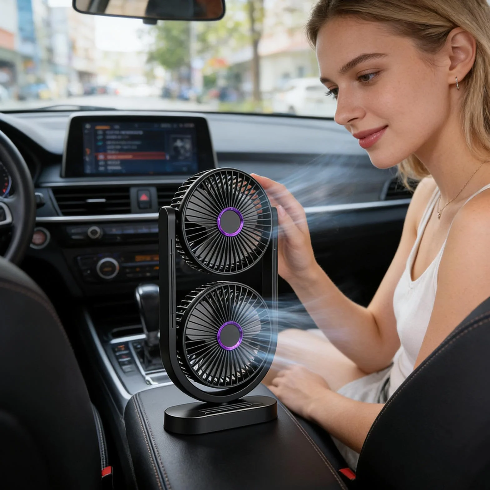 Ventilador de Mesa Silencioso Doble cabezal recargable refrescante y | ventilador de sobremesa para verano y refrigeración de escritorio para apartamento dormitorio salón cocina oficina