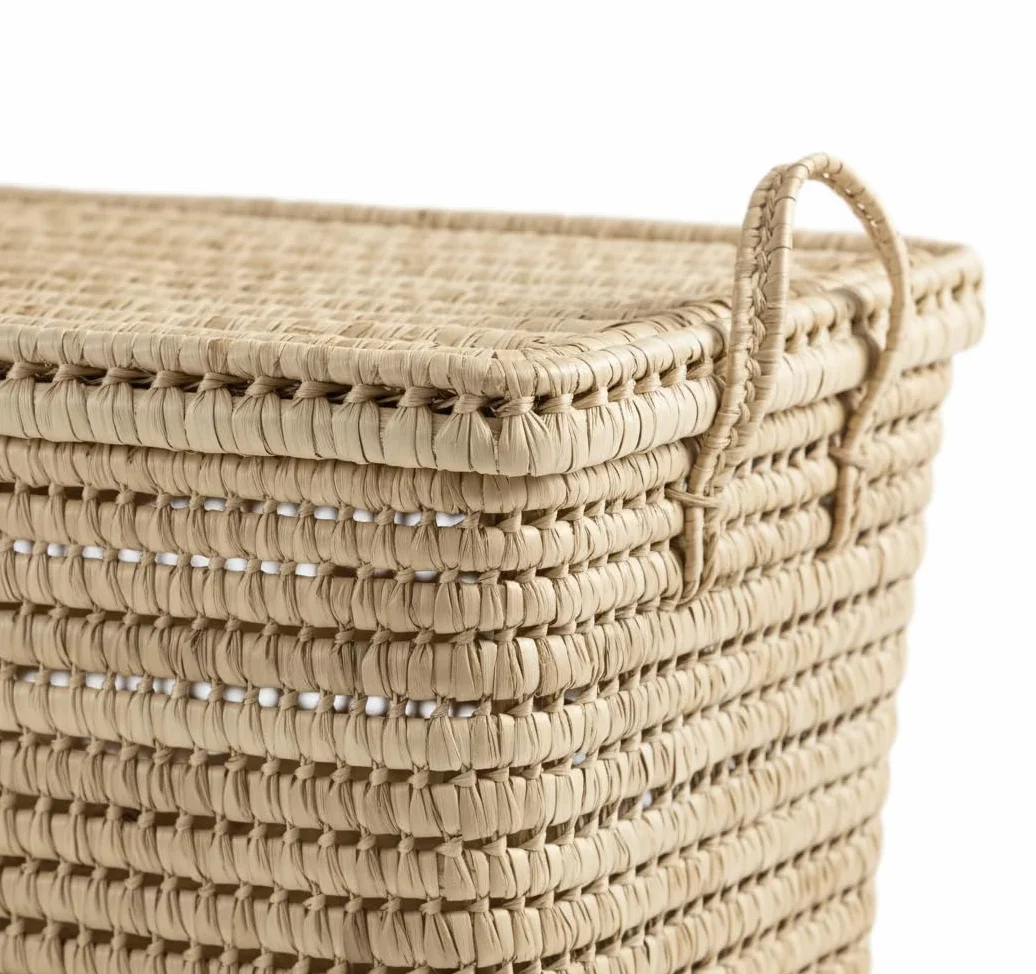 Baúl de Almacenaje de Mimbre, Cesta Grande para Juguetes, Estilo Boho Chic, Decoración para Hogar (80cm)