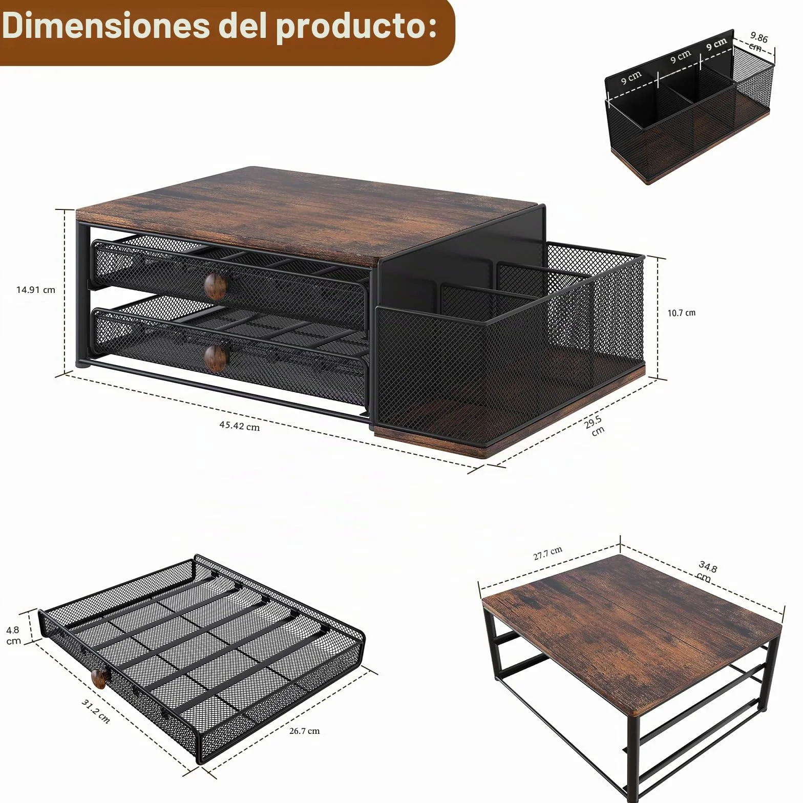 TQVAI Cajón Almacenaje Cápsulas 60 Cápsulas 2 Niveles Organizador Cafetera Dolce Gusto Negro