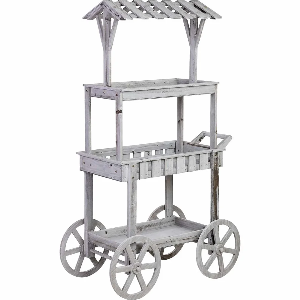 WANDERLUST DECO Carro expositor de madera 100x46x163h cm