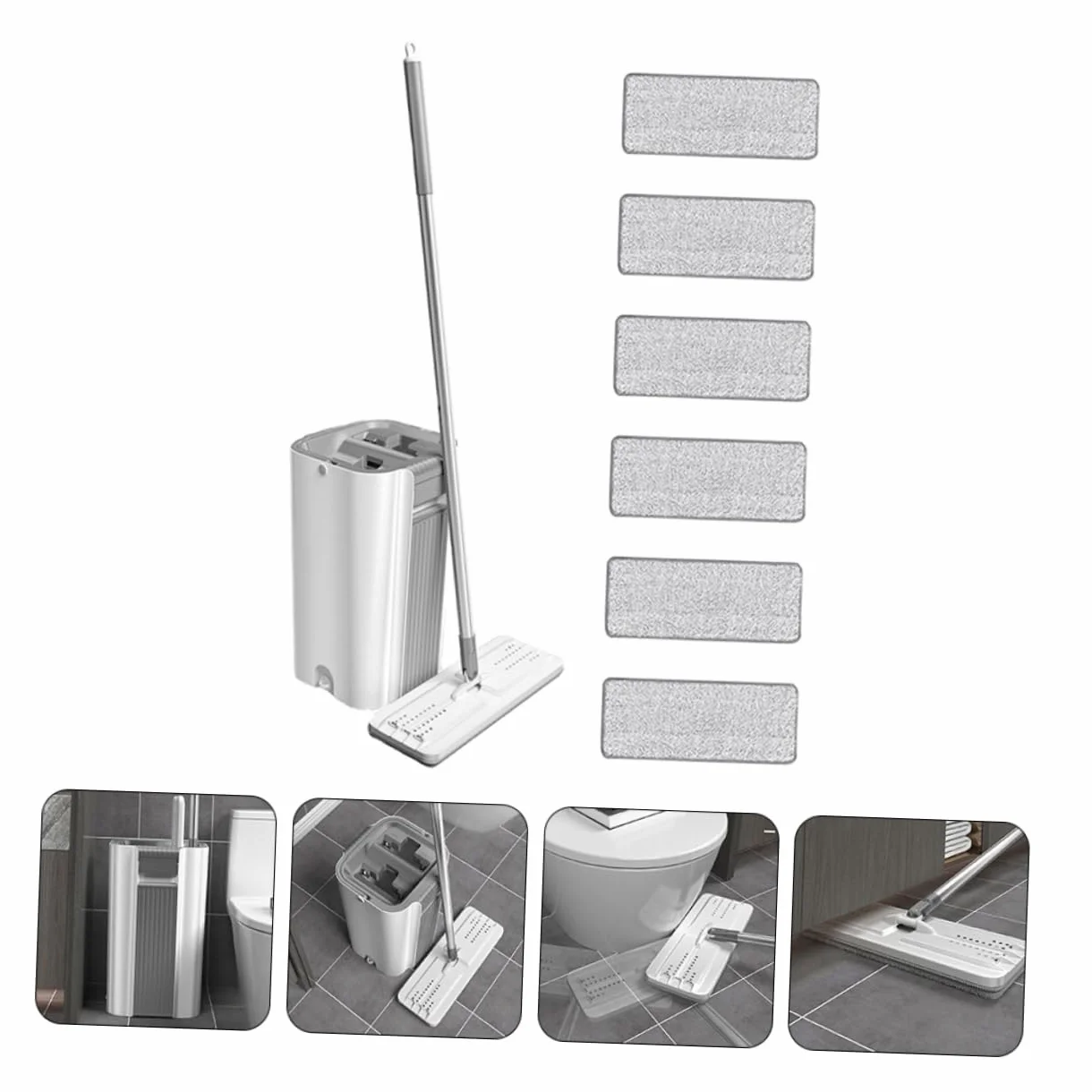 Cabilock Kit de Fregona Práctico Microfibra y Mango Integrado Antideslizante para Limpieza de Suelos Hogar y Habitaciones Limpias