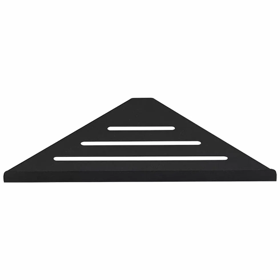Estante de ducha esquinero de 90 grados, acero inoxidable 304, instalación sin taladro, diseño triangular para baño y cocina, color negro, ahorro de espacio