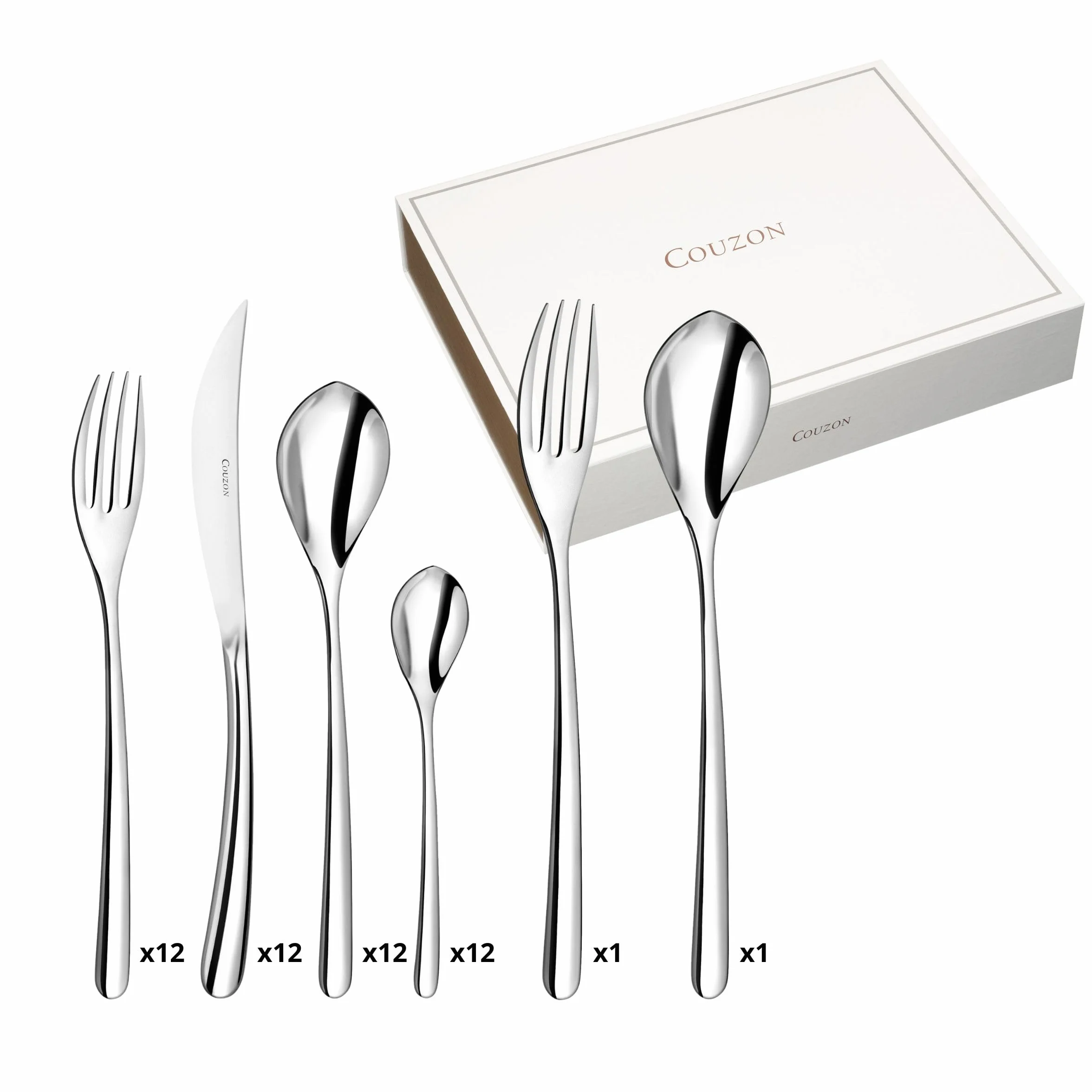 Couzon - Cubertería Eole de Acero Inoxidable (50 piezas)