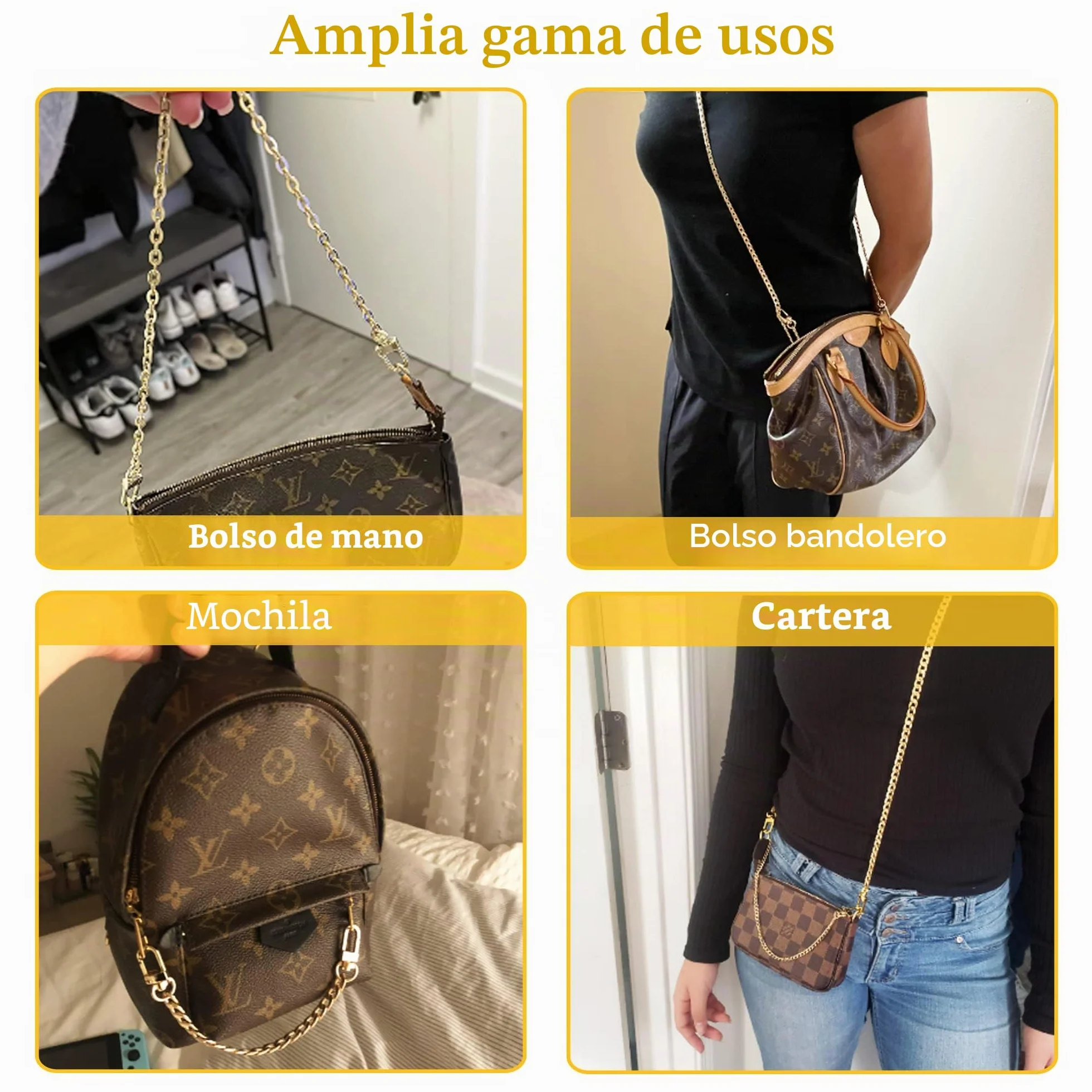 CiciIng Cadena para Bolsos de Oro 60 cm