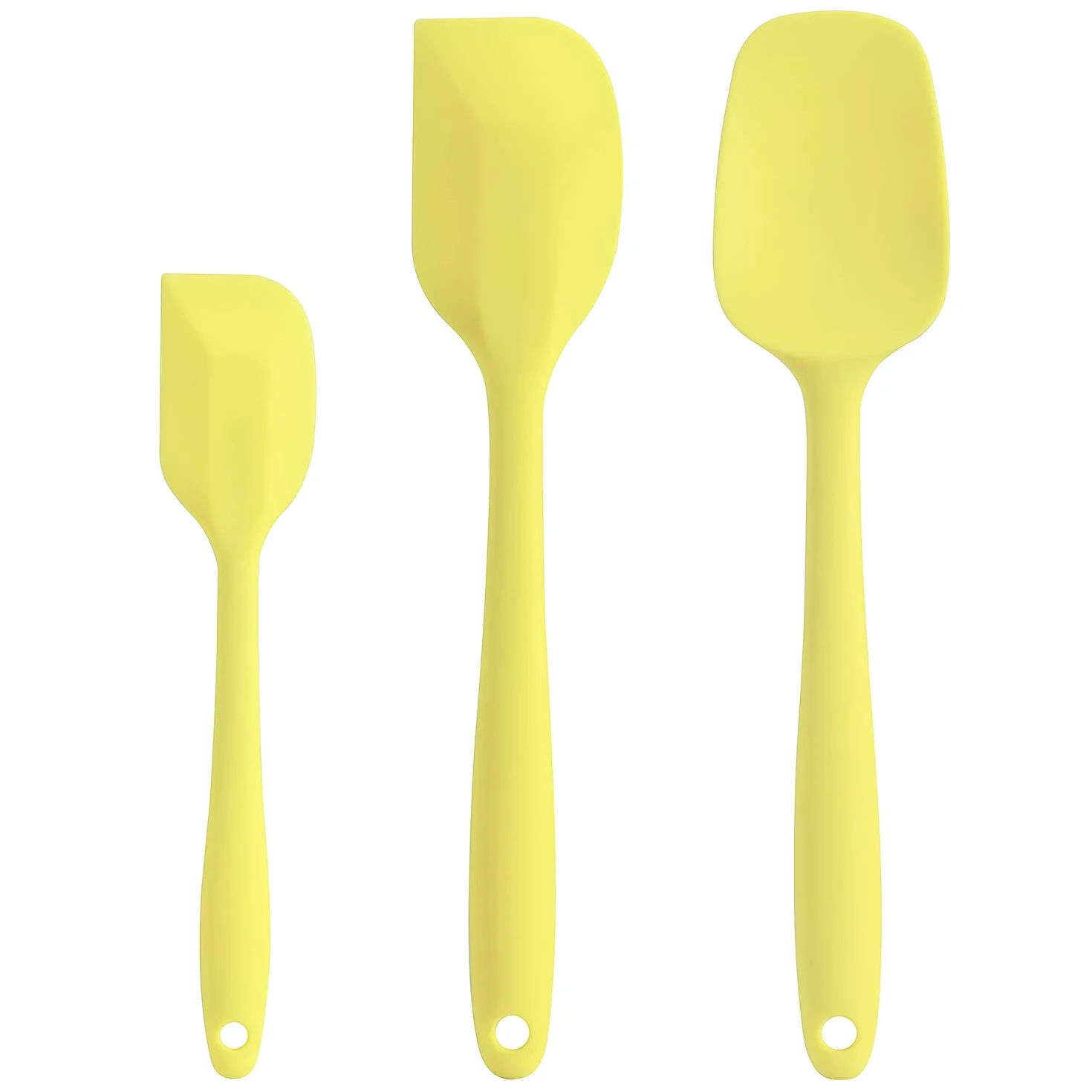 Juego de espátulas de silicona, espátula de goma, cuchara y espátulas resistentes al calor, silicona antiadherente de grado profesional con núcleo de acero (amarillo macarrón)