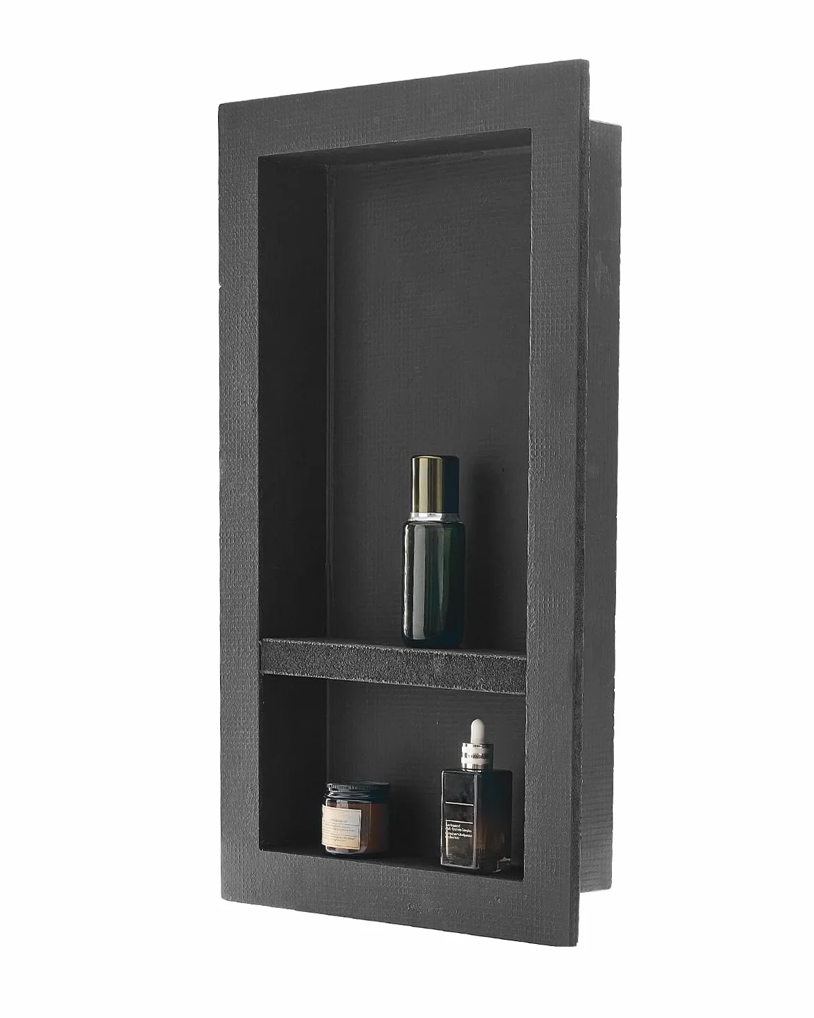 VEVOR Nicho de Ducha Empotrado 40,6 x 71,1 x 10,2 cm Estante Divisor de Pared para Baño Organizador para Jabón y Champú, Esquinas Cuadradas Diseño Impermeable y Sellado para Ducha de Baño, Negro