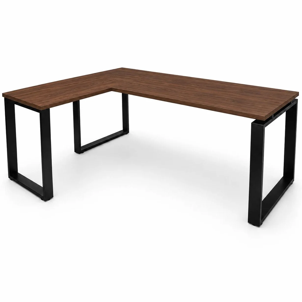Escritorio en L Izquierda para Oficina. Mesa Esquinera con Estructura Metálica Negra. Mesa de Ordenador para Teletrabajo, Estudio y Gaming (140x80, Nogal)